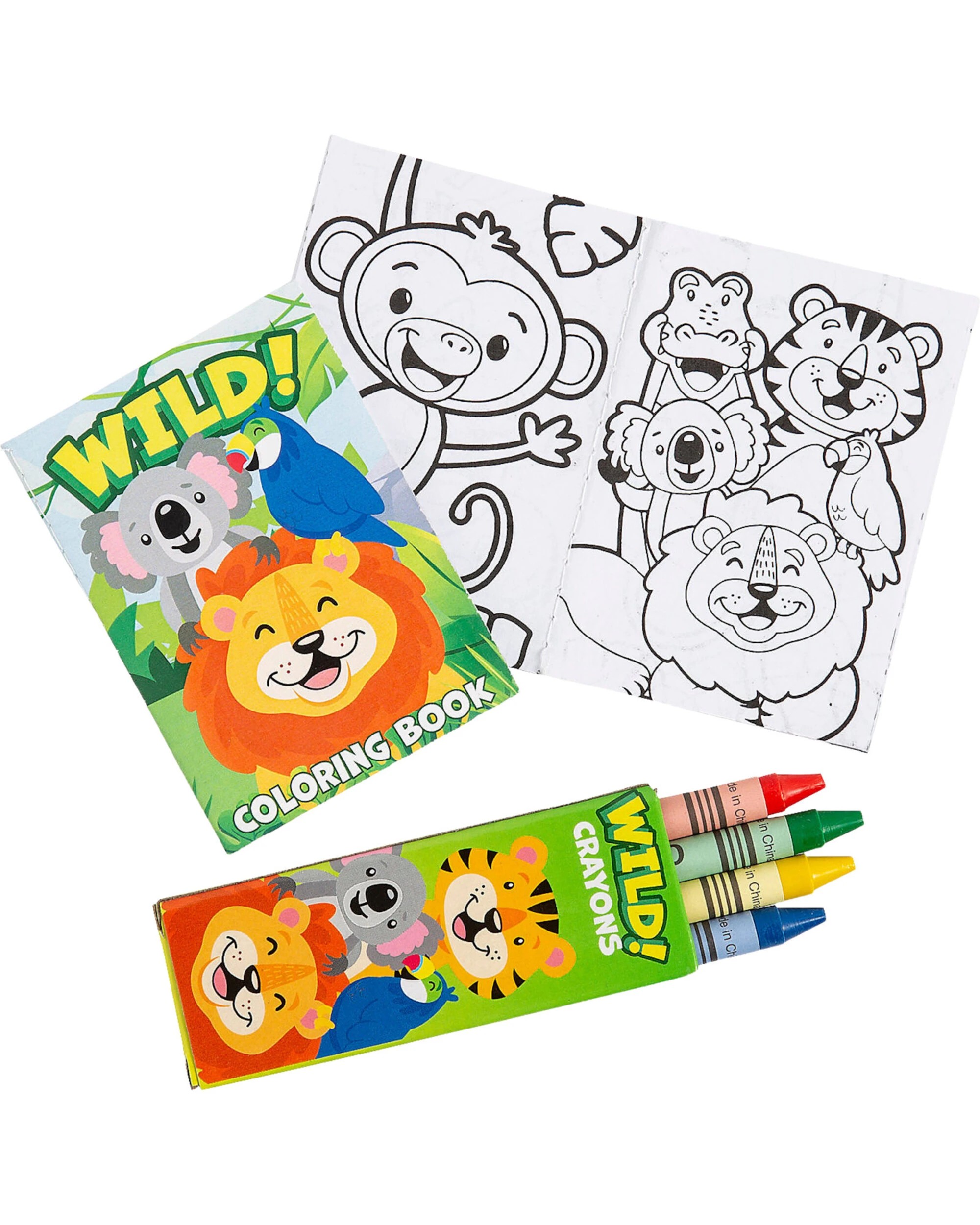 1 Partyrama Mini Jungle Animal Colouring Set Pack of 12, 1 of 3