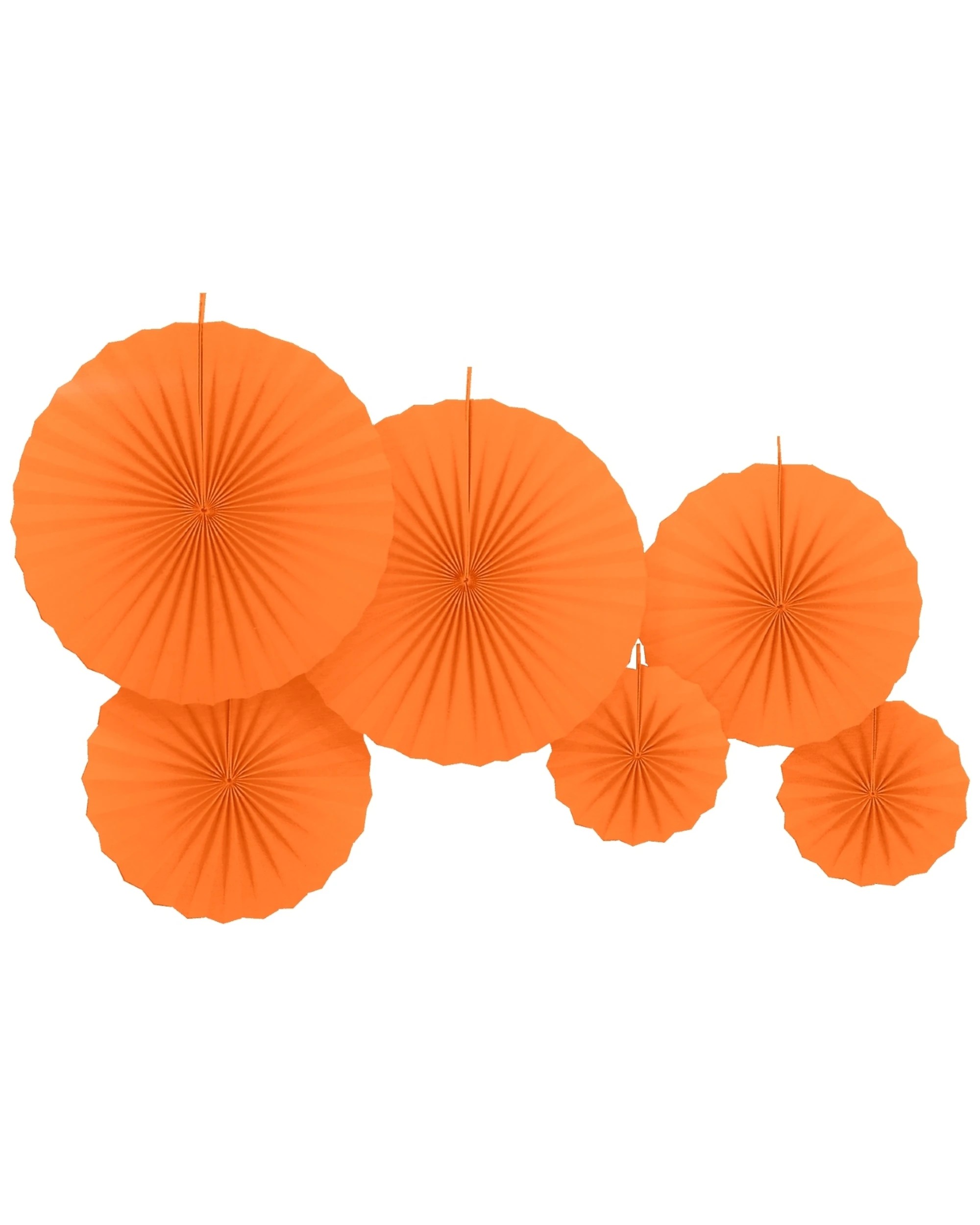 1 Partyrama Solid Orange Paper Fan Decorations Pack of 6 - Orange, 1 of 1