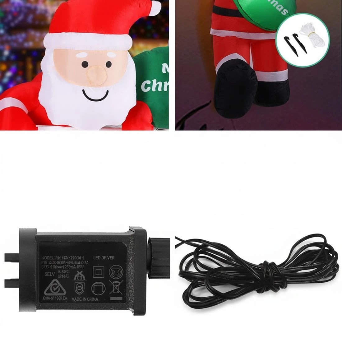 7 Jingle Jollys Christmas Inflatable Climbing Santa 2.5M Height LED Decorations Illuminated - Multi, 7 of 7
