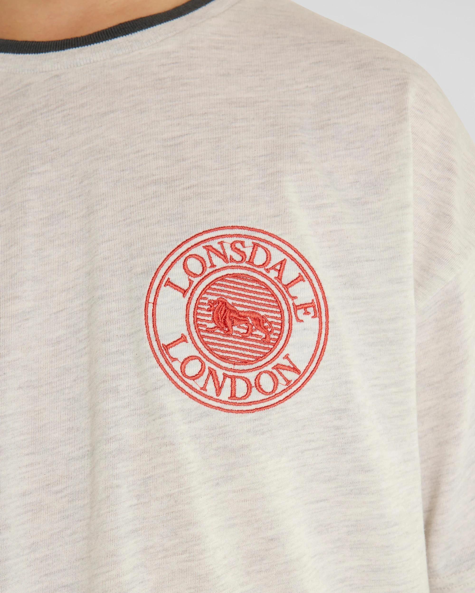 4 Varsity Short Sleeve T-Shirt - Lonsdale London OATMEAL MARLE, 4 of 5