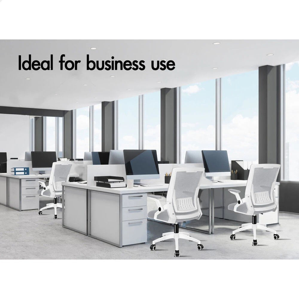 9 Alfordson Mesh Office Chair Gaming Executive Computer Fabric Seat Racing Work - White Grey, 9 of 10