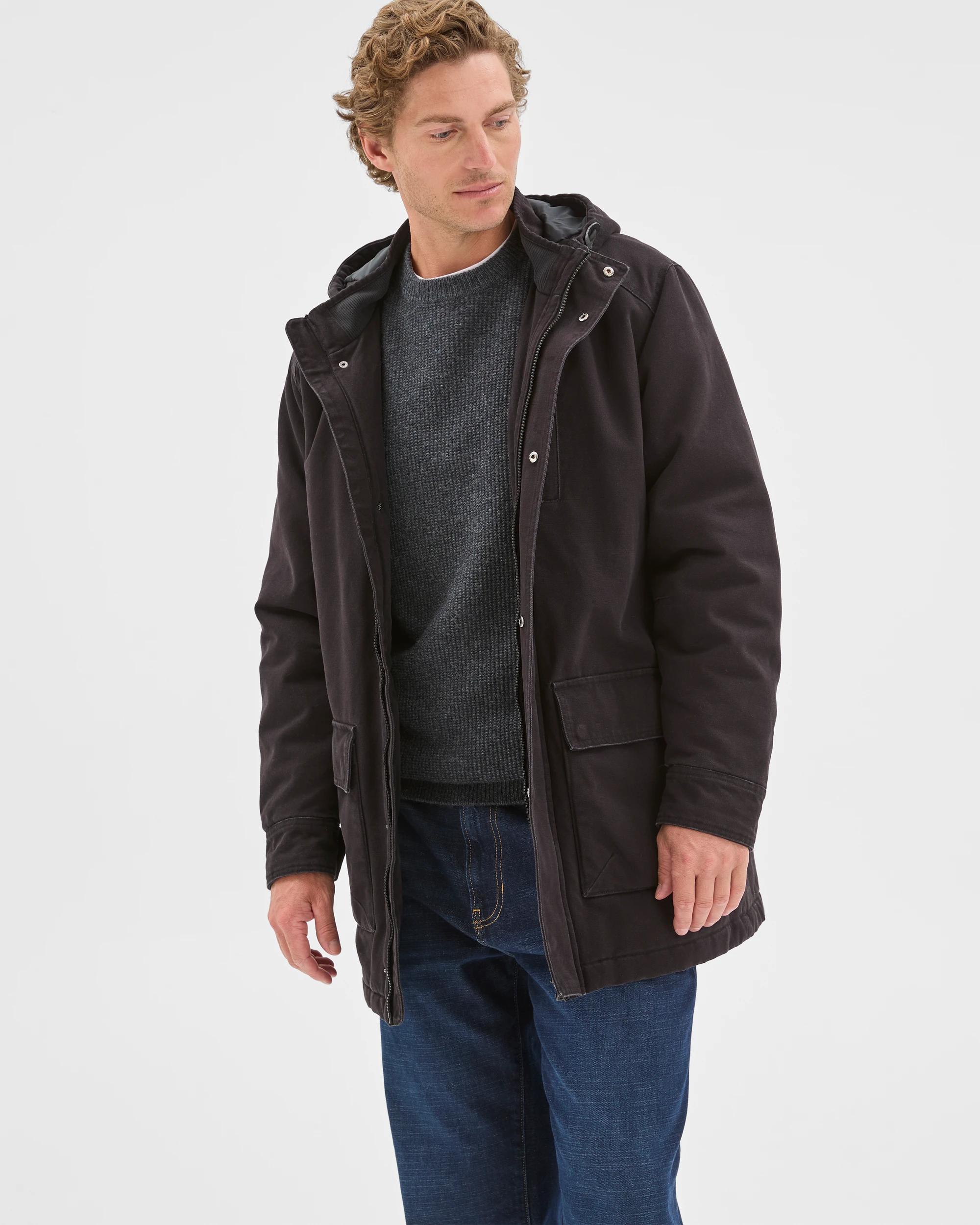 3 Target Man Australian Cotton Canvas Parka Jacket BLACK, 3 of 7