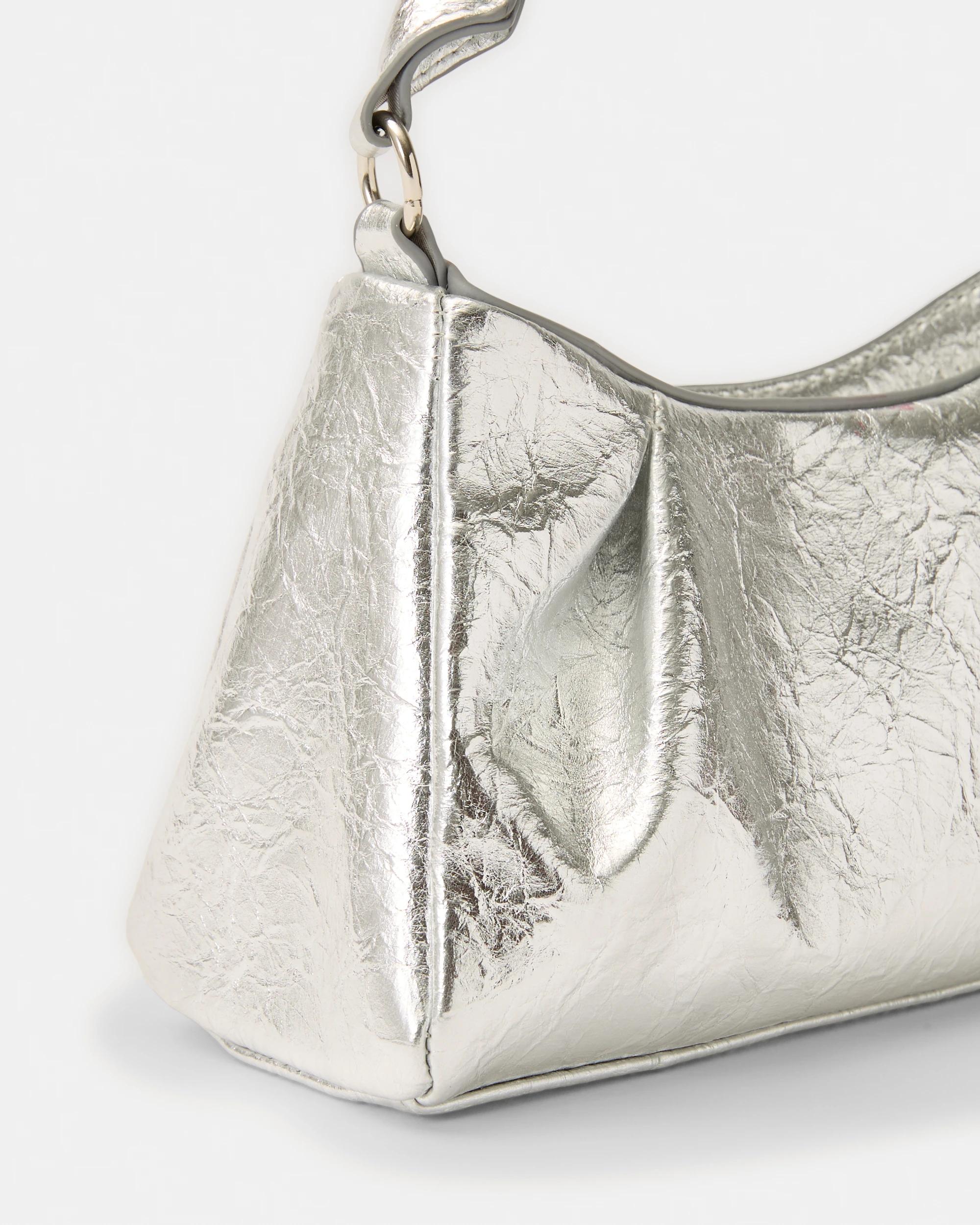 3 Metallic Top Handle Clutch Silver, 3 of 4