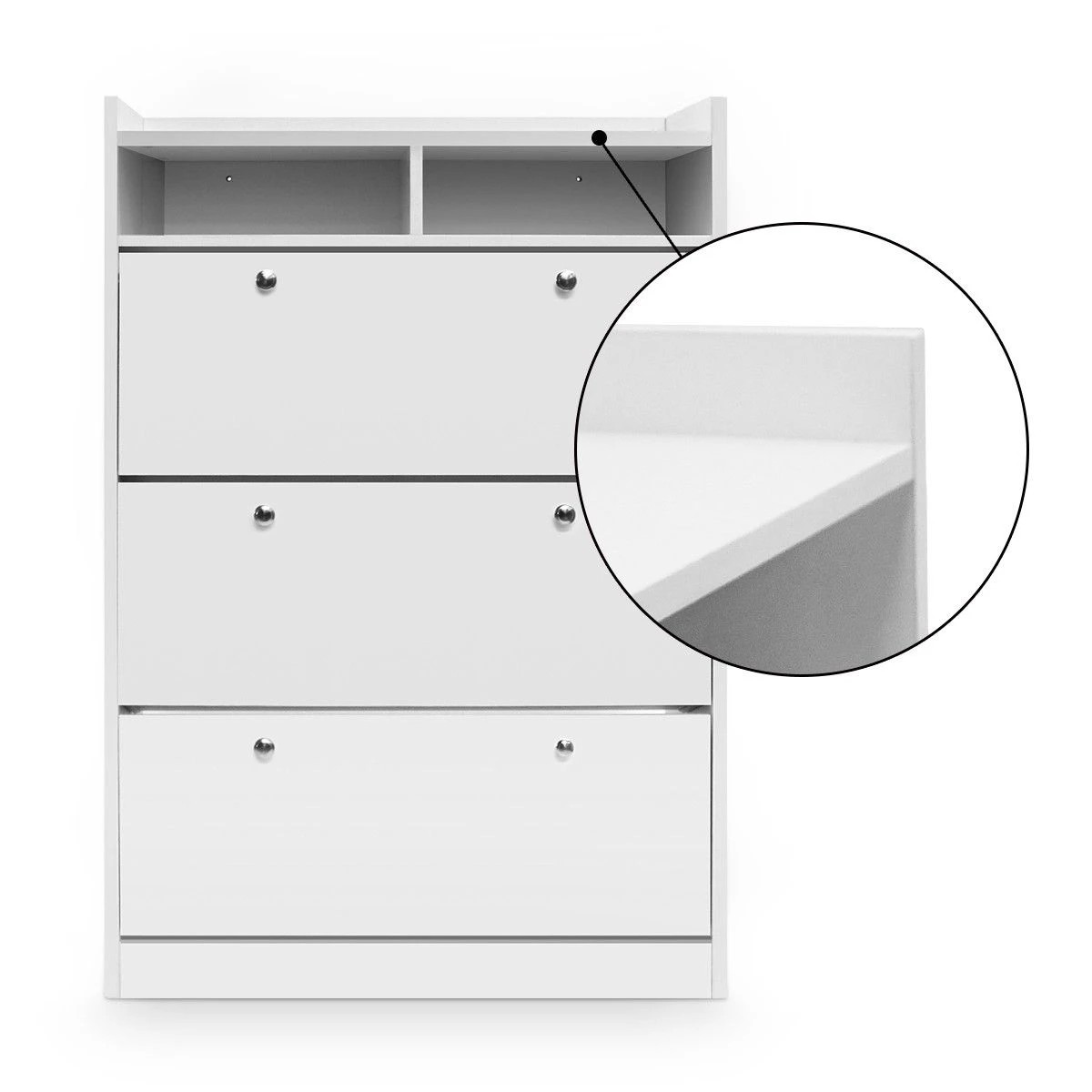 5 Ausway 45 Pairs Wood Shoe Cabinet Rack Storage Shelves in White Finish, 5 of 5