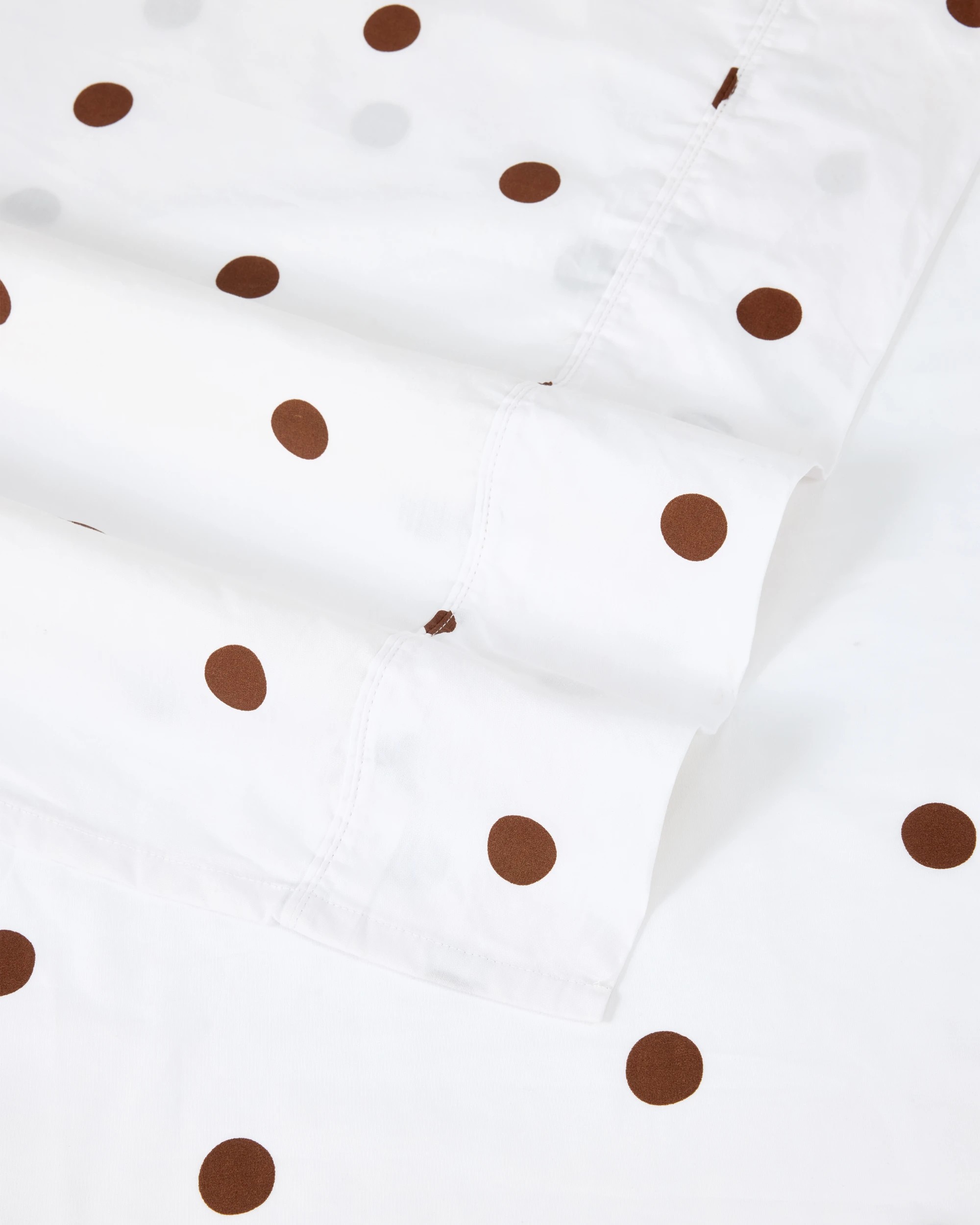 4 250 Thread Count Polka Dot Cotton Sheet Set - Double Bed, Off White and Chocolate, 4 of 5