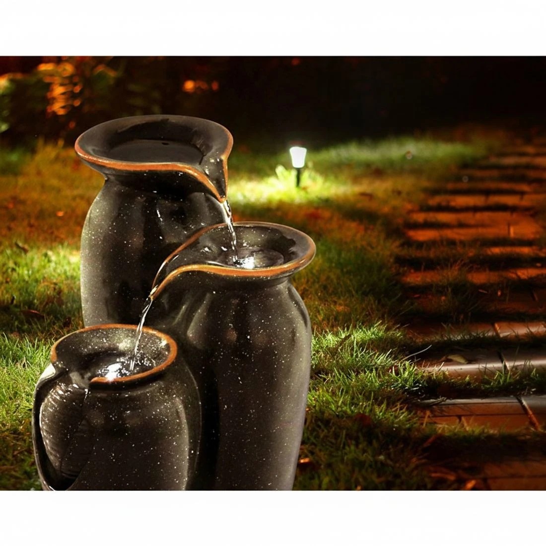 5 Gardeon Solar Water Feature with LED Lights 3 Tiers - Brown, 5 of 6
