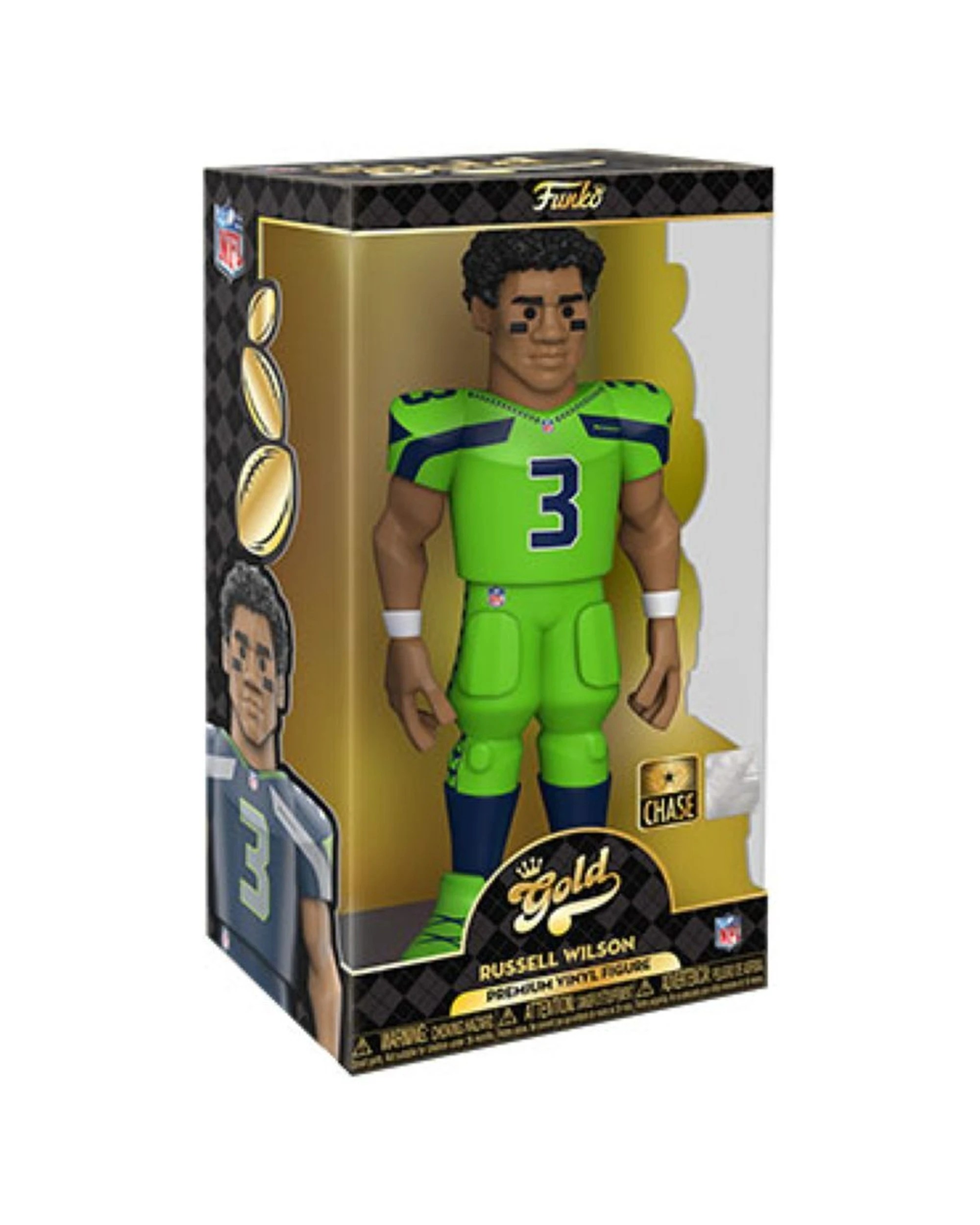 5 NFL Football Russell Wilson Seahawks Vinyl Action Figure 12 Inch Collectible - Gold, 5 of 5