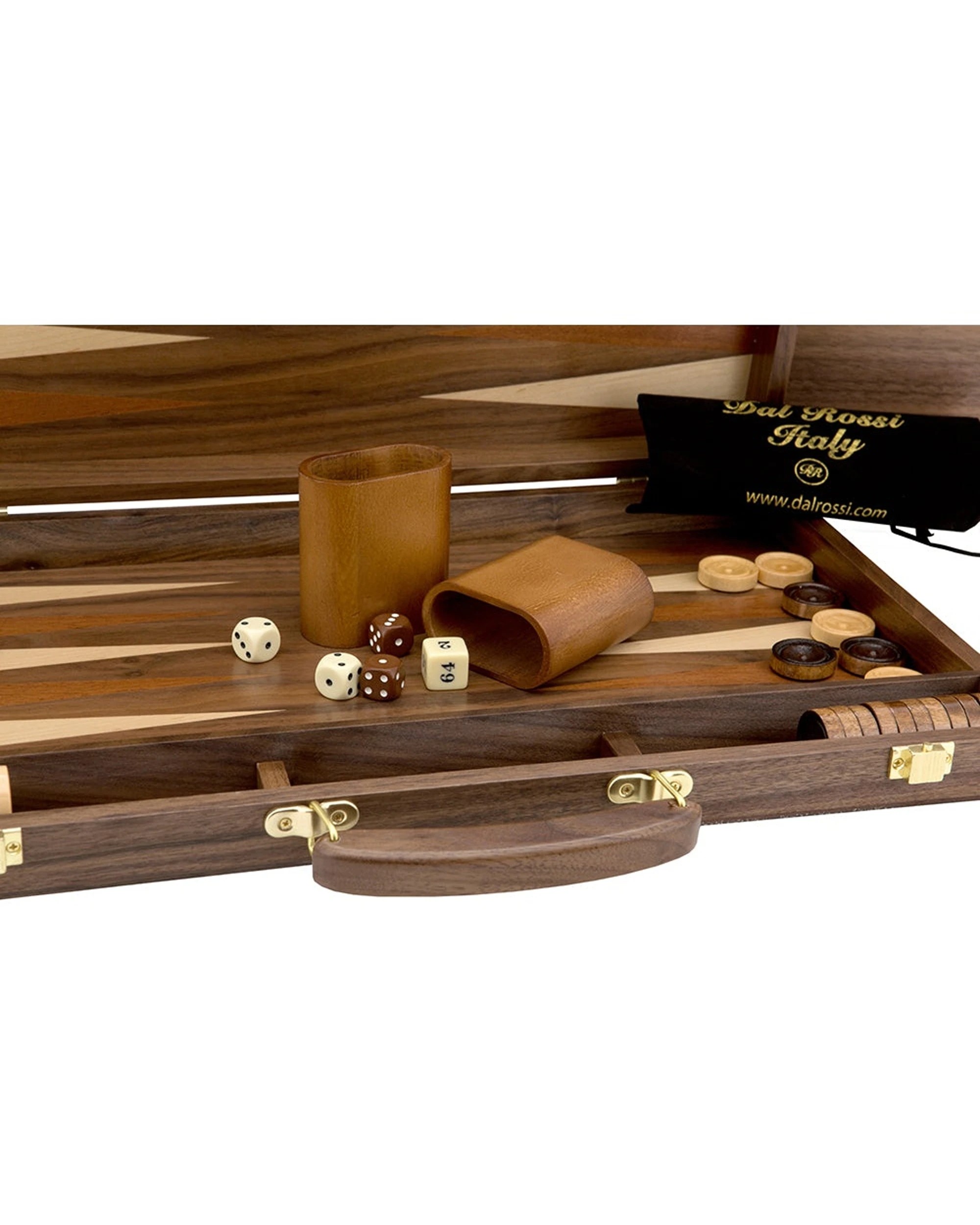 2 Dal Rossi Walnut Backgammon Set With Handle 15 Inch - Natural, 2 of 2