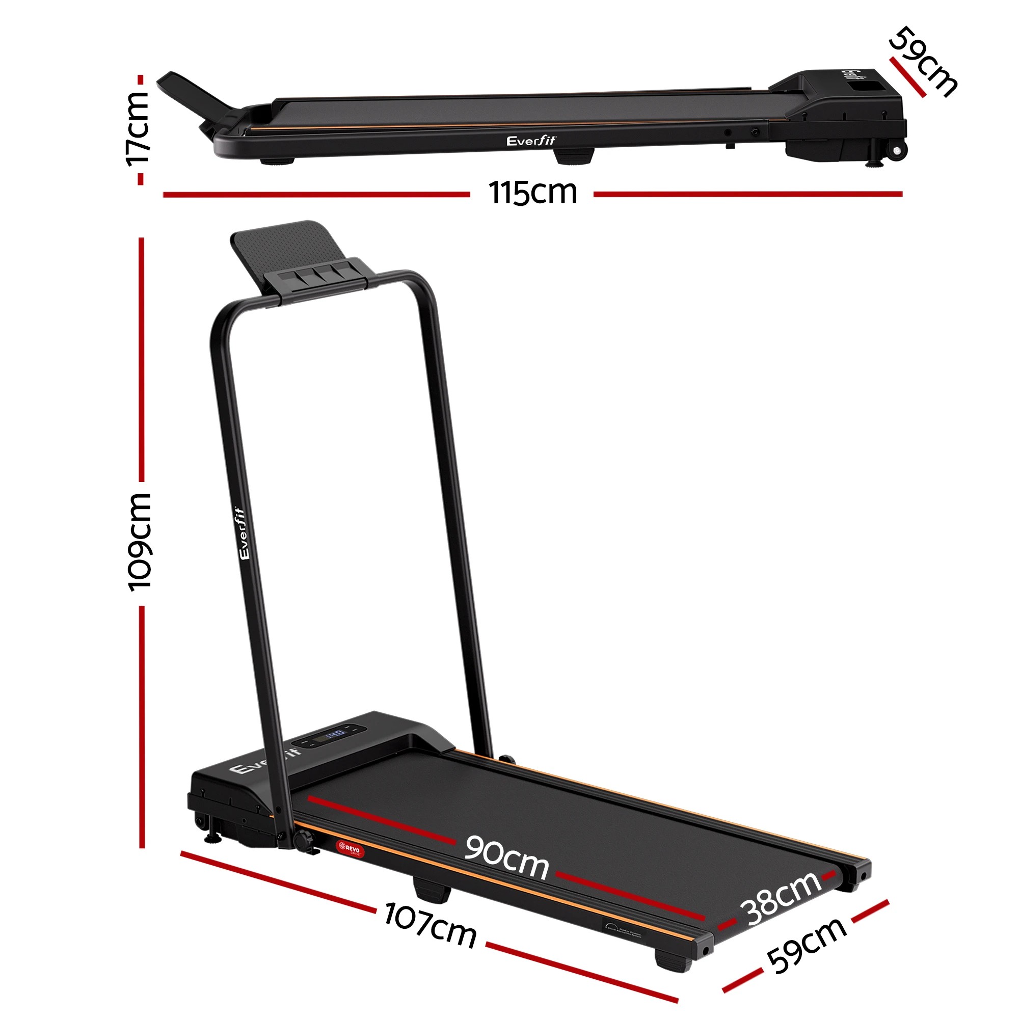 3 Everfit 3 in 1 Walking Pad Treadmill 12% Incline Under Desk Foldable Treadmills for Home 38cm - Multi, 3 of 9