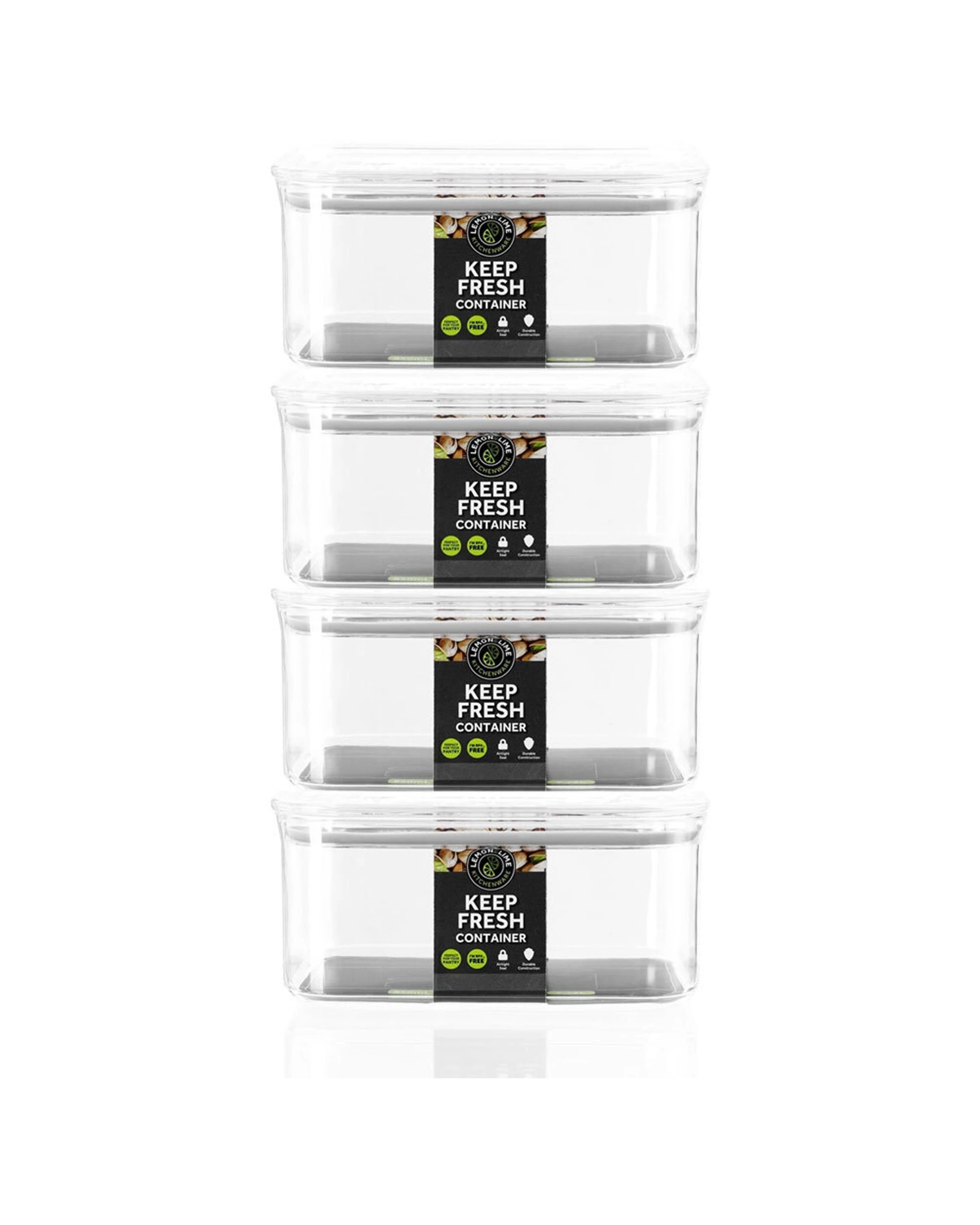 1 Lemon & Lime 4PK Keep Fresh Storer Rect 850Ml Food Storage Containers Set - Clear, 1 of 5