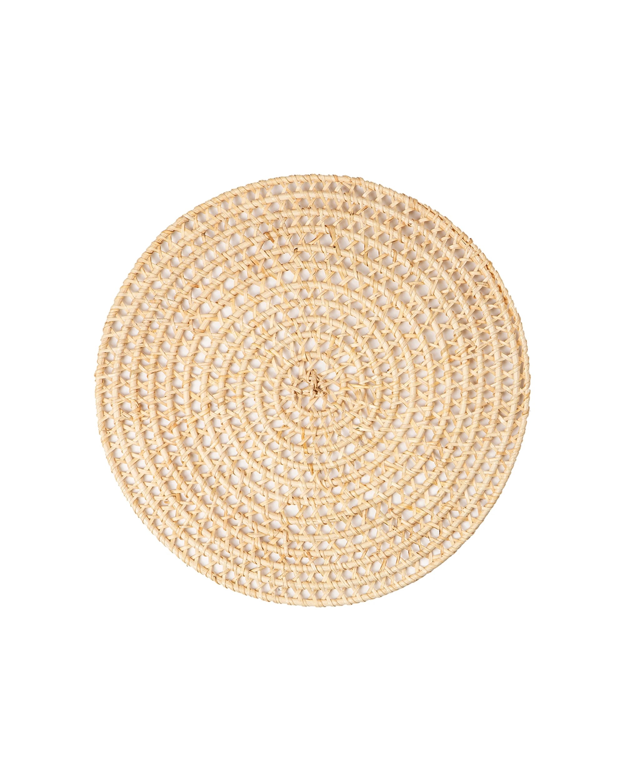 2 Ladelle 2PK Cairns Round Placemat Ratan Table Mat Set 38cm - Natural, 2 of 2