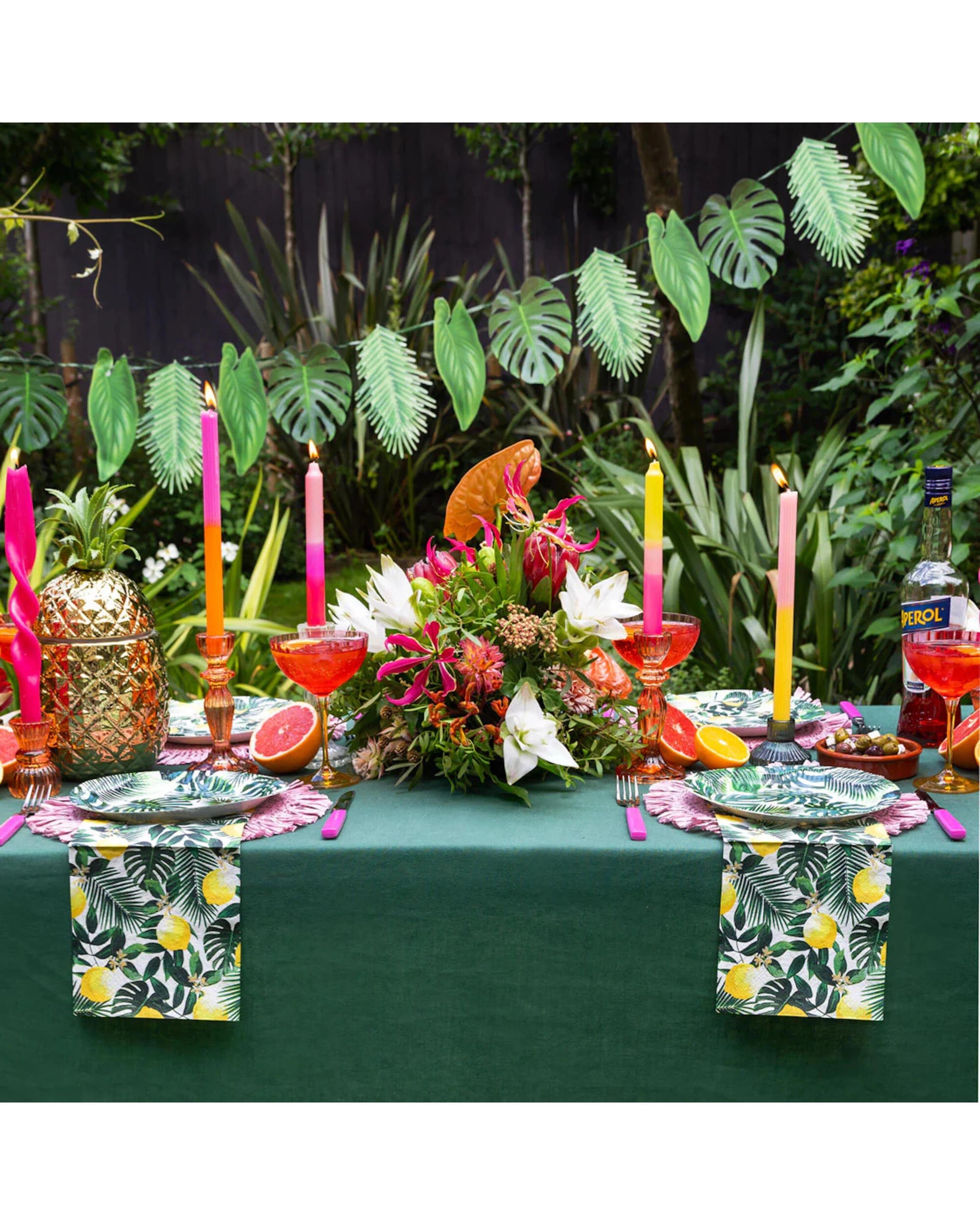 4 Talking Tables Talking Tables Tropical Palm Lemon Large Napkins Serviettes Pack of 20 - Multi, 4 of 5