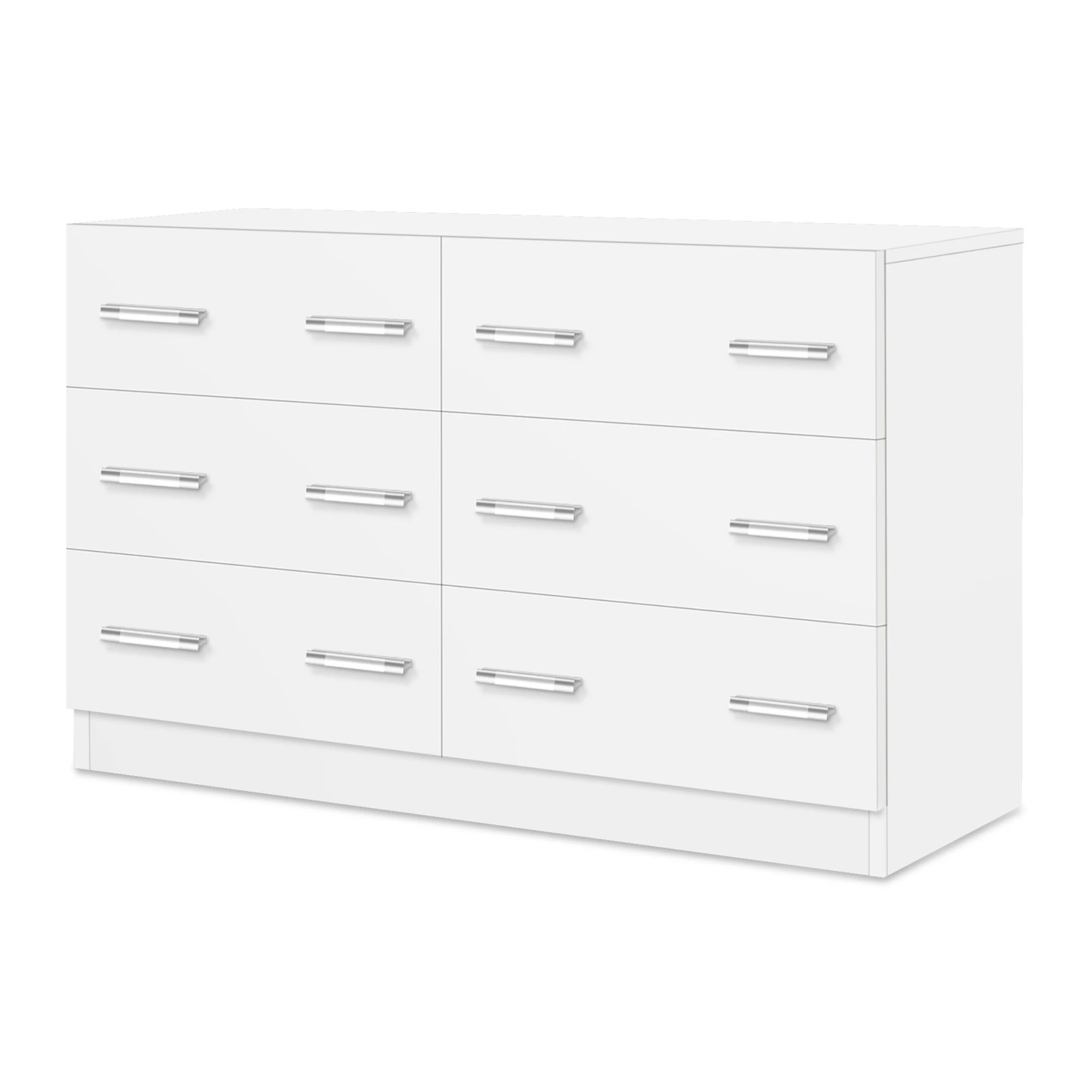 1 Alfordson 6 Chest of Drawers Hamptons Dresser Storage Cabinet Tallboy - White, 1 of 7
