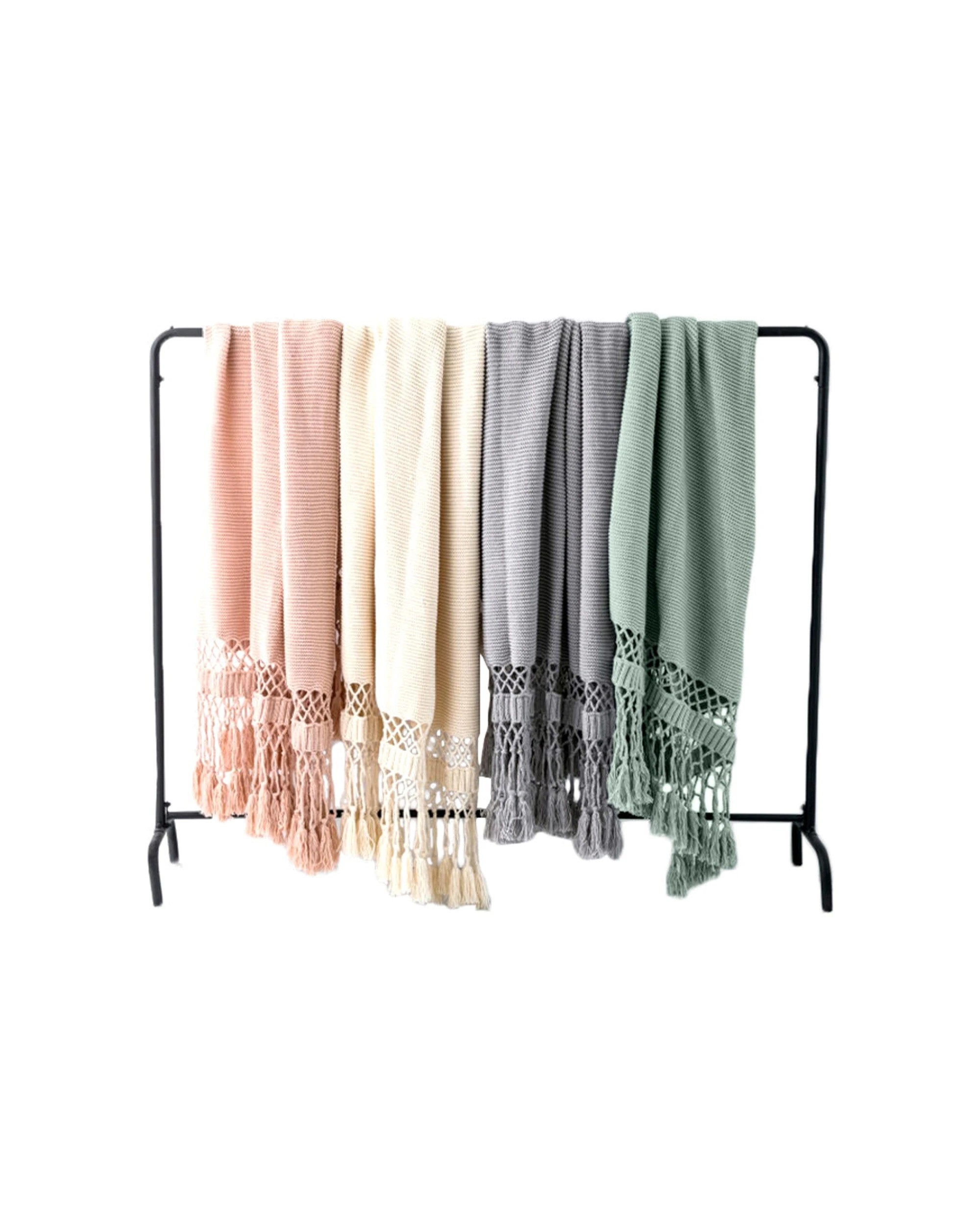 4 Cotton More Knitted Acrylic Blanket Bed Sofa Tassel Throw Rug Blanket 125x180cm Smoke - Grey, 4 of 4
