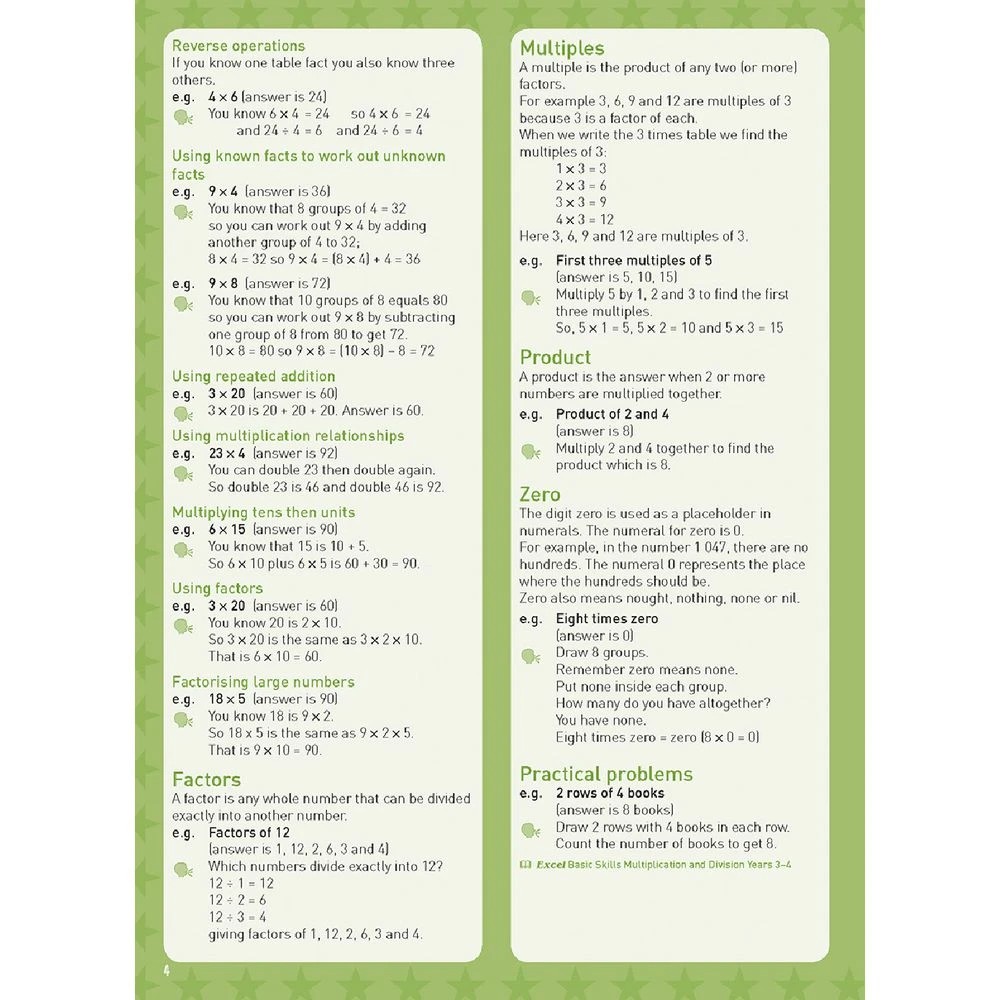 3 Excel Basic Skills: Mental Maths Strategies Year 4, 3 of 4