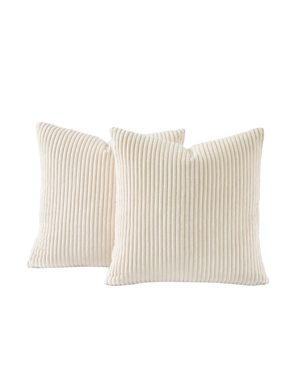 2 Gioia Casa 2-Pack Corduroy Velvet Cushion Covers 45x45cm - Cream, 2 of 2