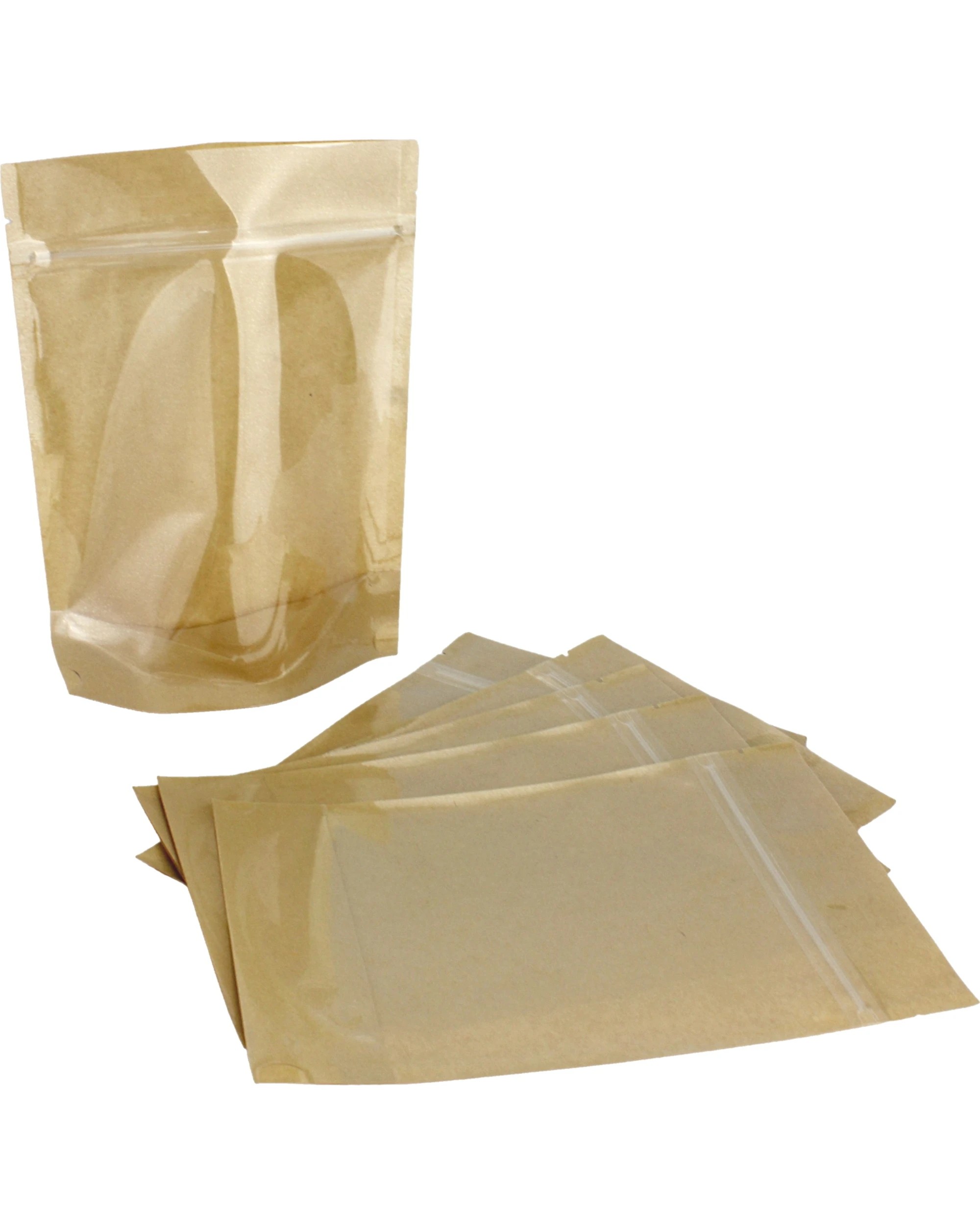 1 Durmaz Brown Paper Resealable Bags with Windows 22cm 6 Pack, 1 of 3