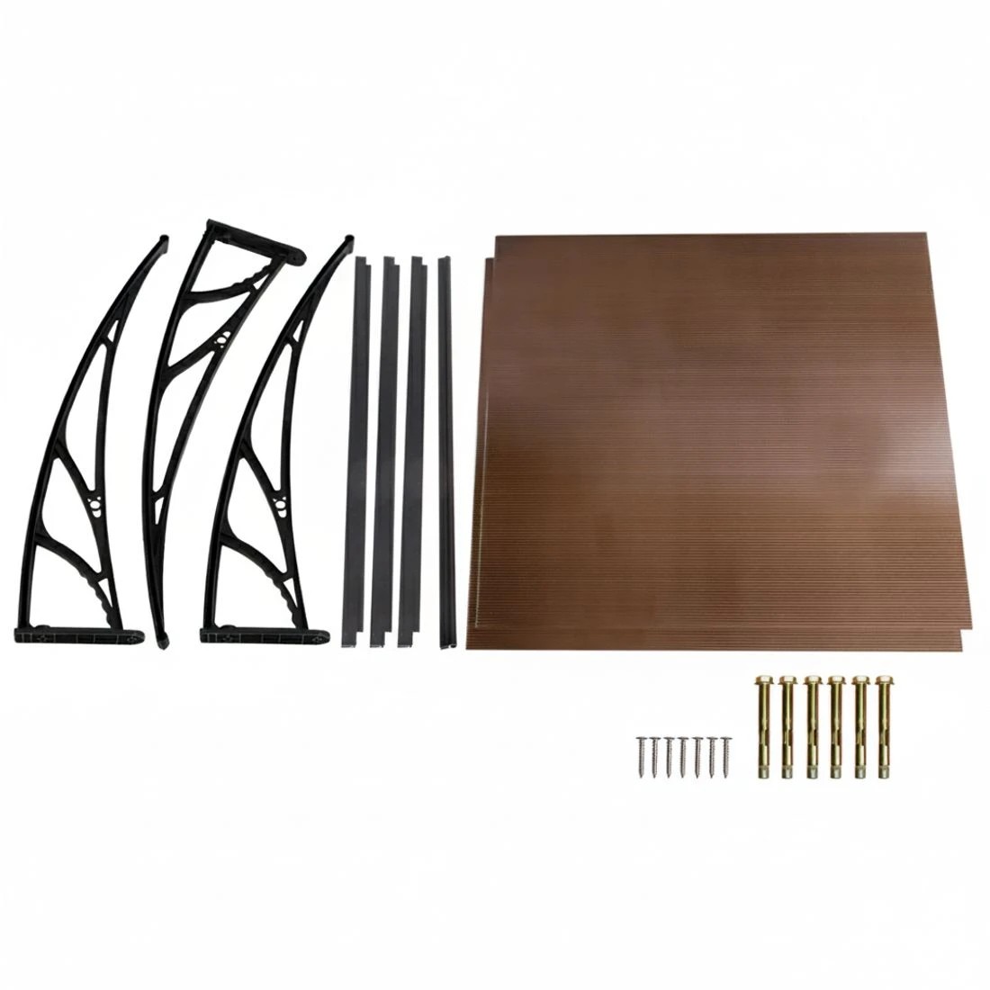 8 Instahut Window Door Awning Canopy 1mx2m  Sheet  Plastic Frame - Brown, 8 of 8