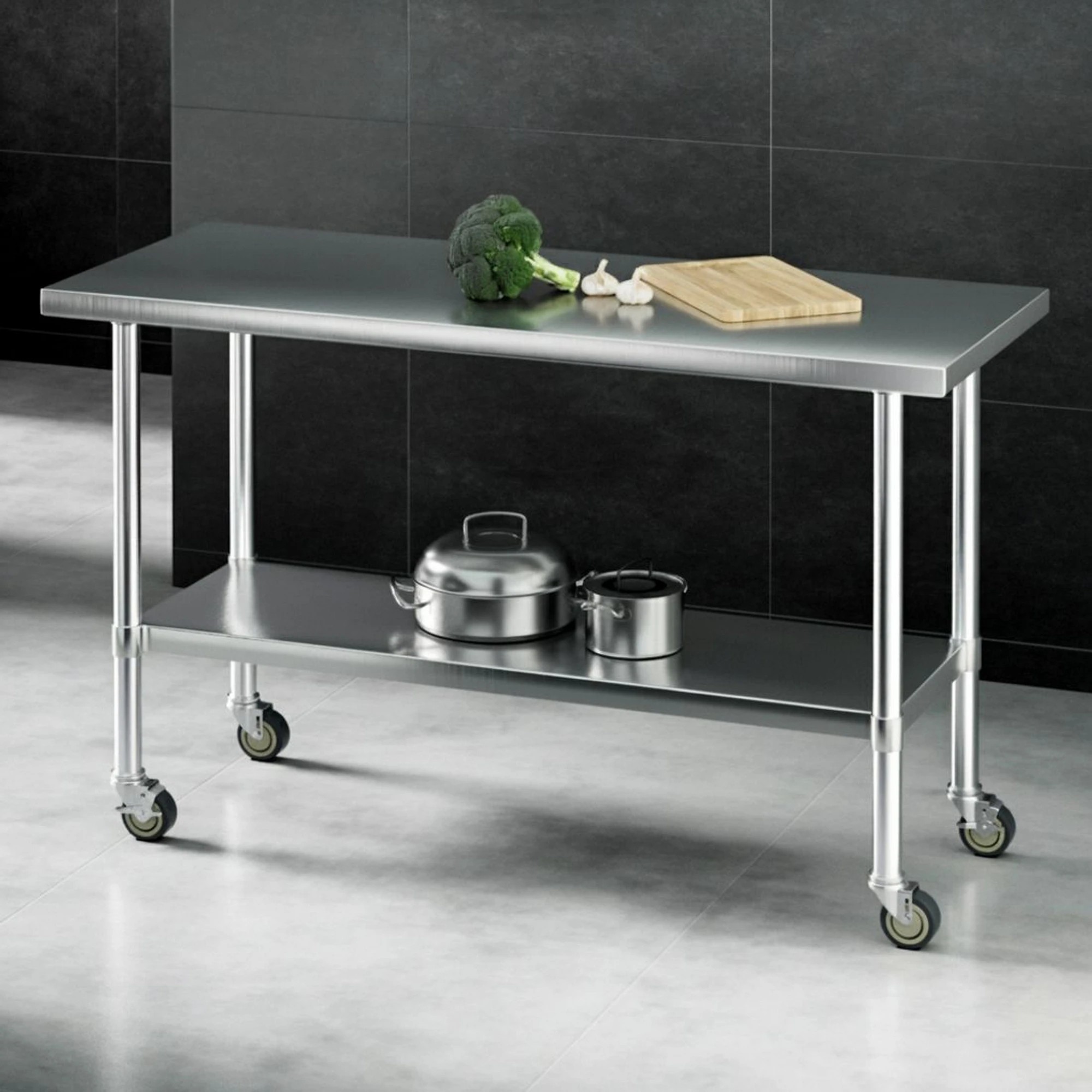 2 Cefito Stainless Steel Kitchen Bench with Wheels - Multi, 2 of 8