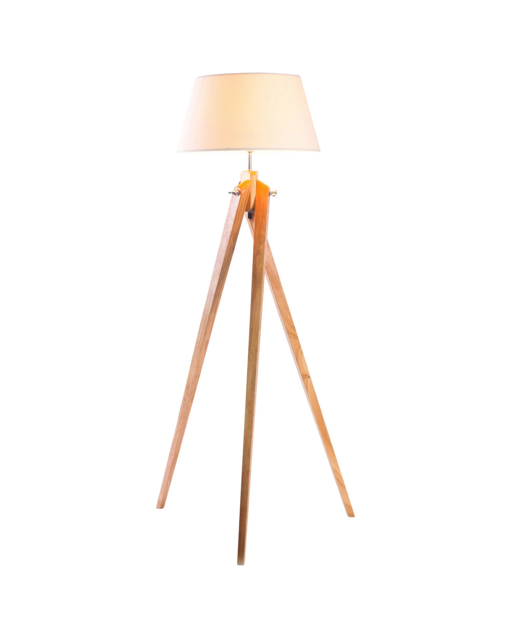 4 BR Home Large Tripod Floor Lamp Linen Shade Modern Bamboo Wooden Retro Twist Light, 4 of 4