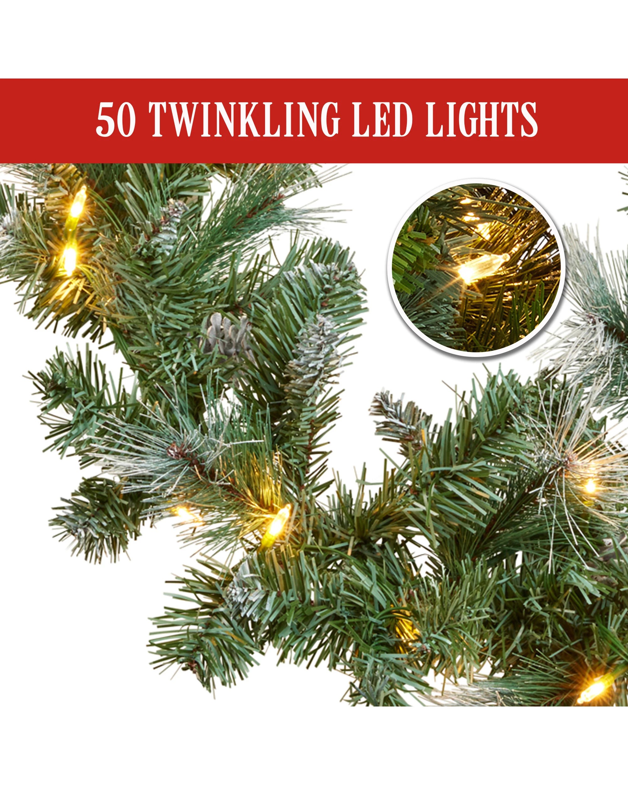 2 Christabelle 2.7m Christmas Garland Bayville Pine Cones With Led Lights Tree Decoration Ornament, 2 of 5