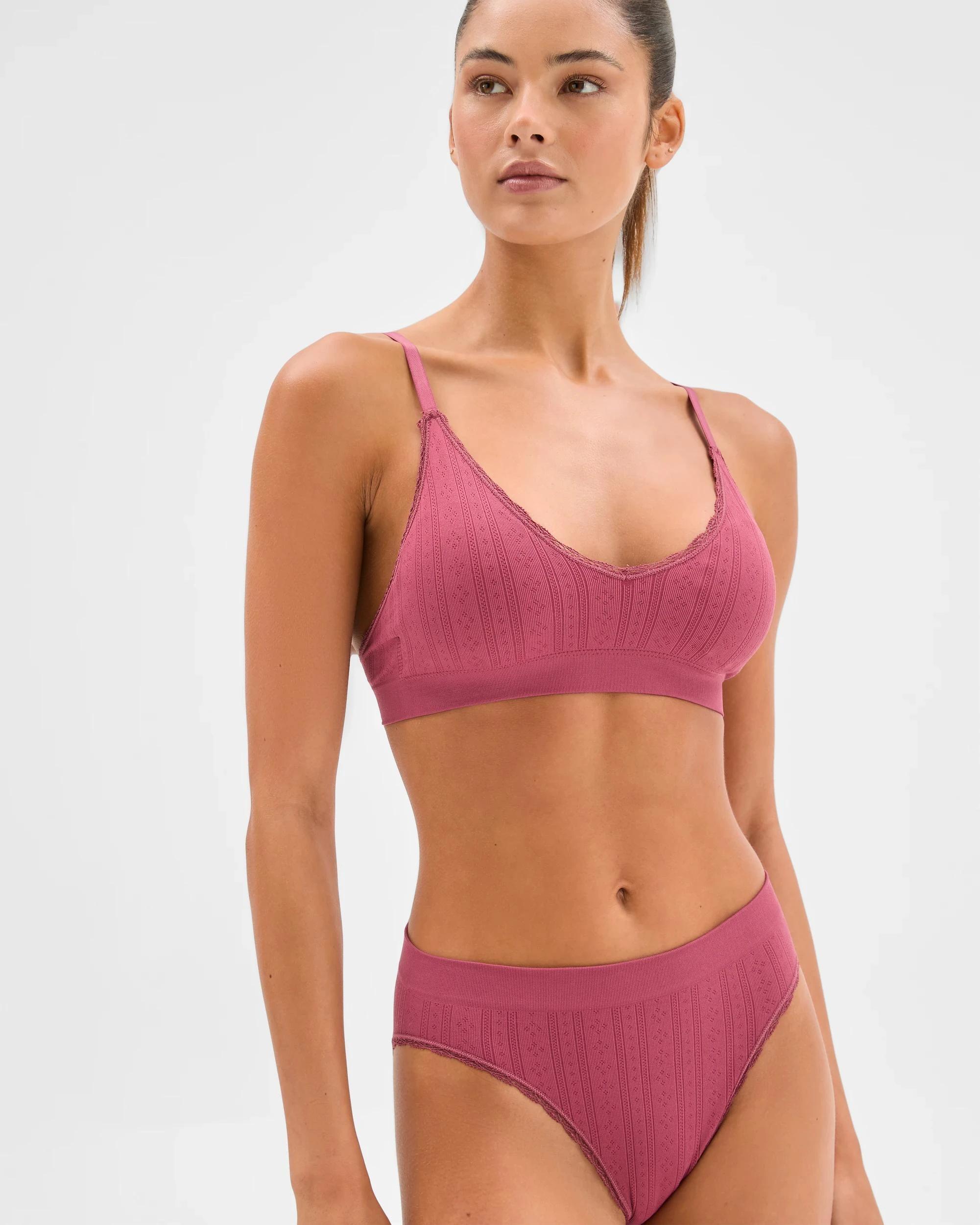 3 Lily Loves Pointelle High Waist Bikini Briefs RED, 3 of 5