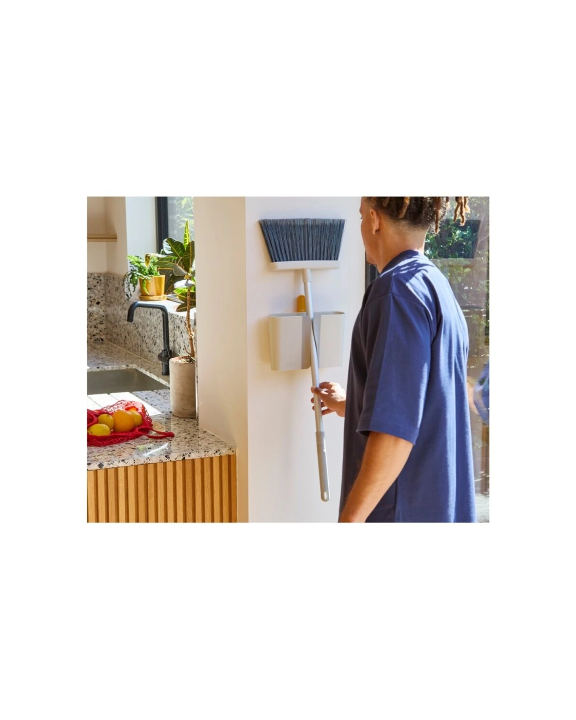 6 Joseph Joseph CleanTech Easy To Store Wall Mounted Indoor Broom With Dust Stone - Natural, 6 of 7