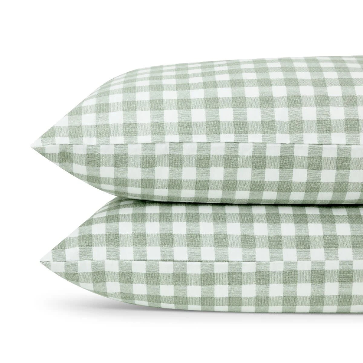 2 Gingham Flannelette Cotton Sheet Set - Queen Bed, Green, 2 of 8