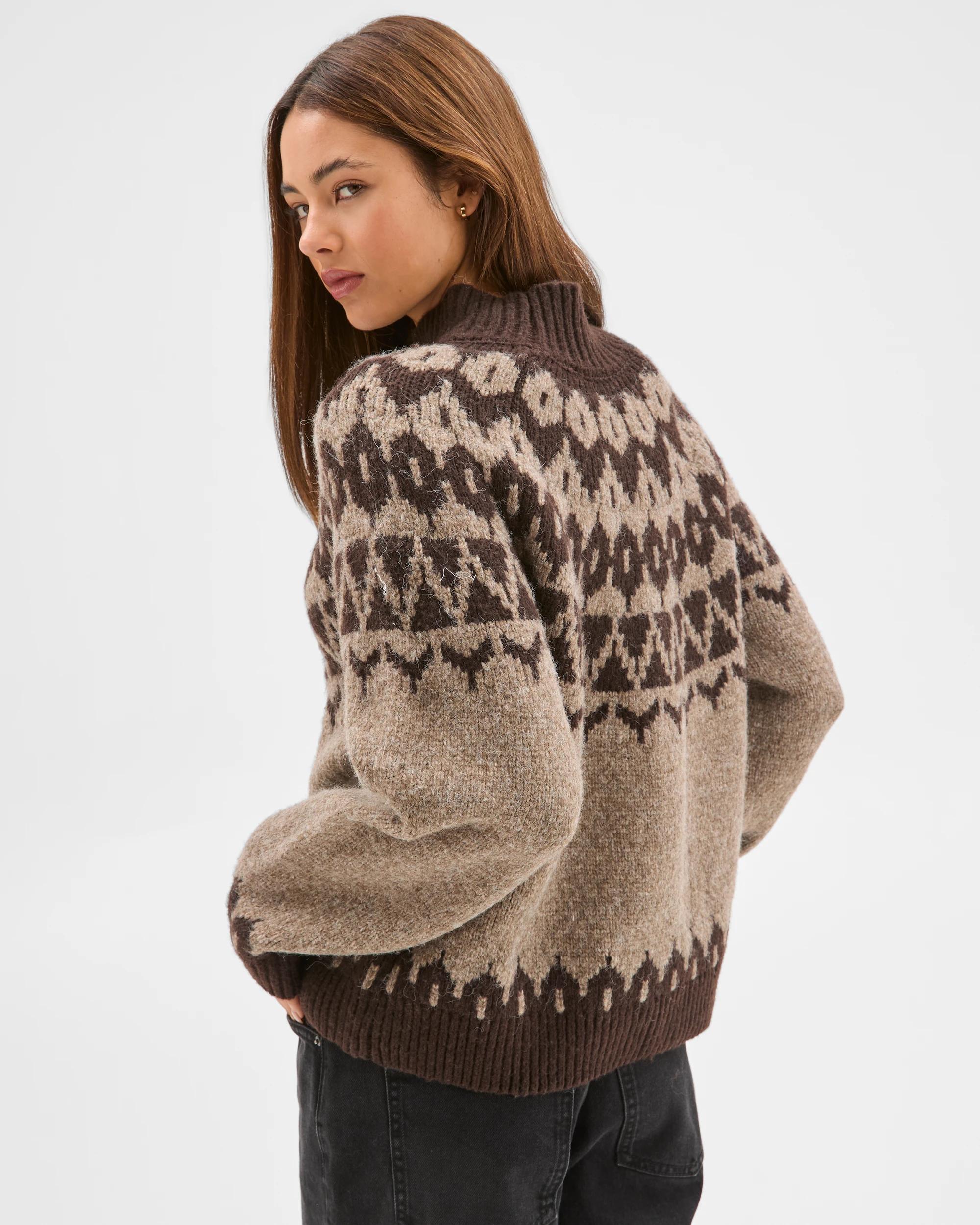5 Lily Loves Fairisle High Neck Jumper TRUFFLE, 5 of 5
