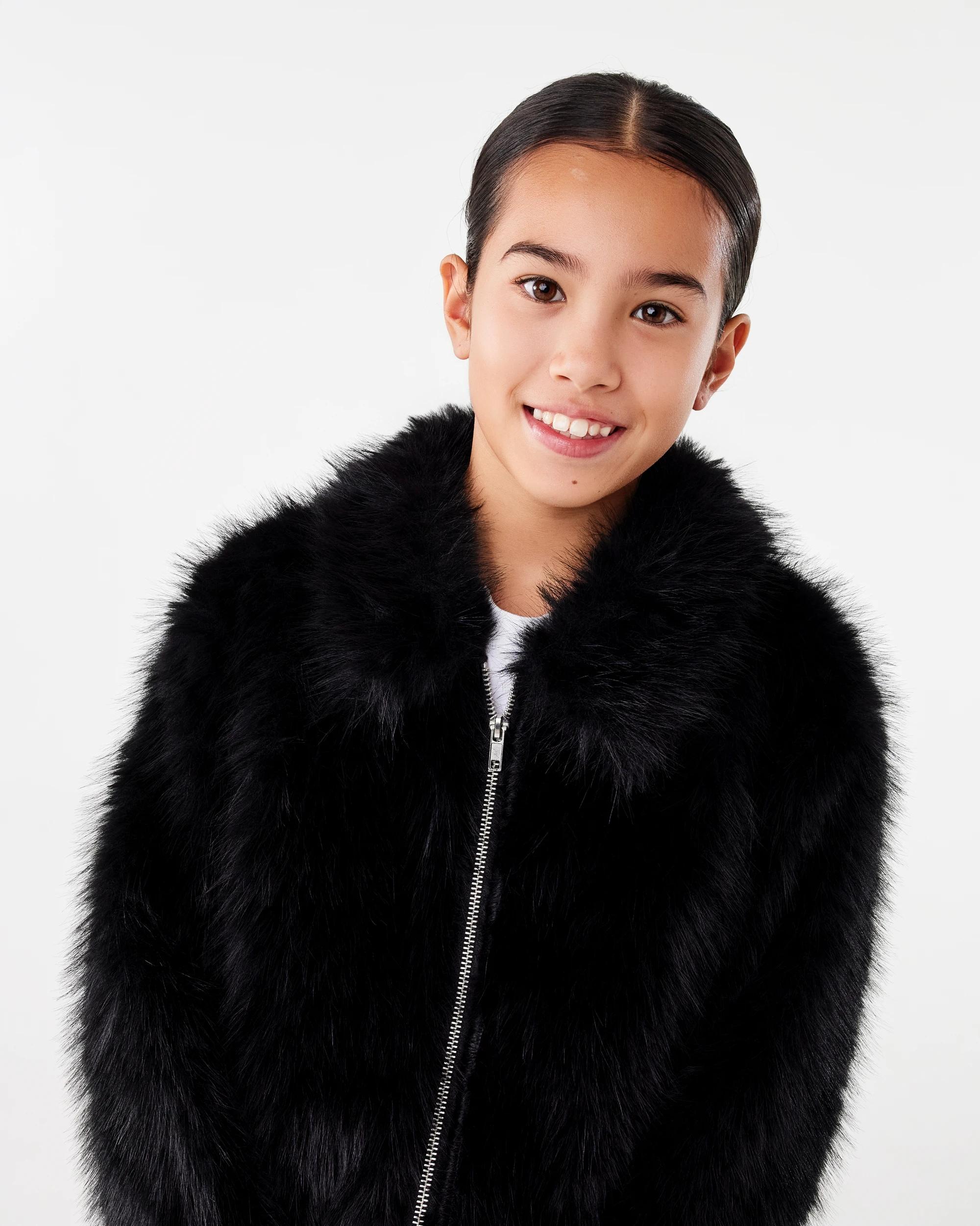 4 Faux Fur Jacket Black, 4 of 8