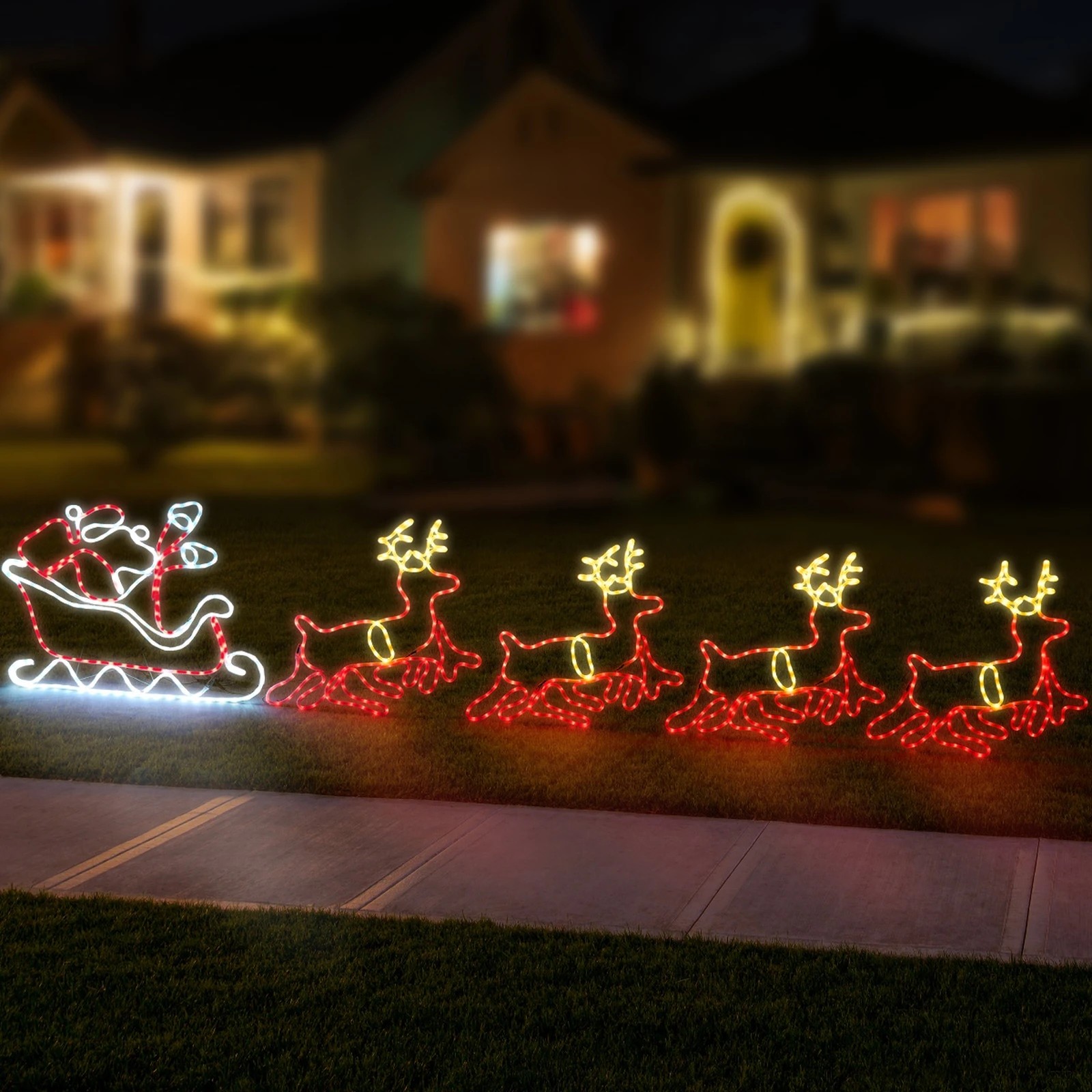 3 Tinseltown Christmas Light Led Motif Rope Lights Santa Riding 4 Reindeer Outdoor
 - Multi, 3 of 8