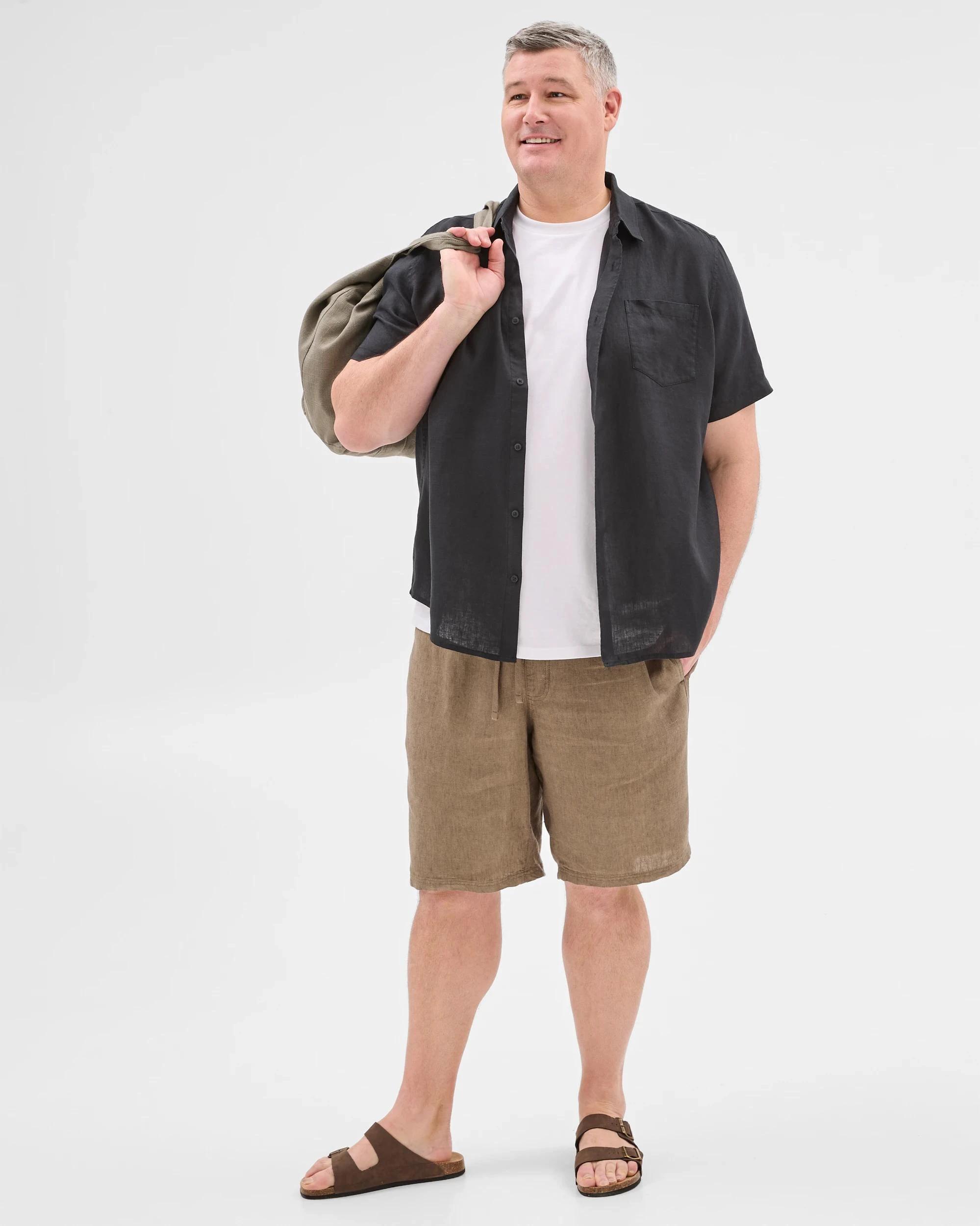 1 Target Man Plus Plus Size European Linen Shirt BLACK, 1 of 5