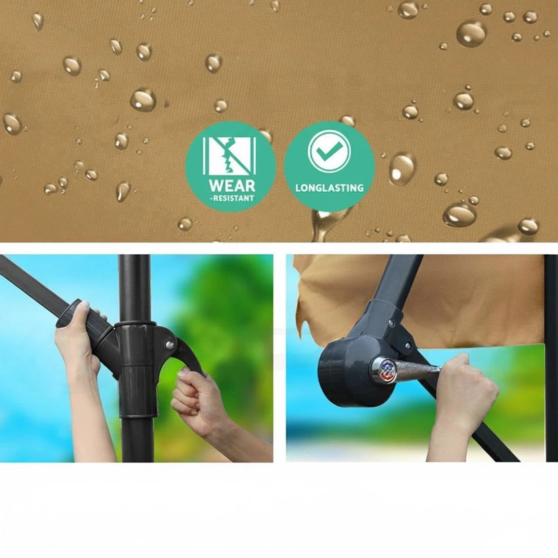 5 Instahut 3m Outdoor Umbrella Cantilever Beach Garden Patio - Beige, 5 of 5