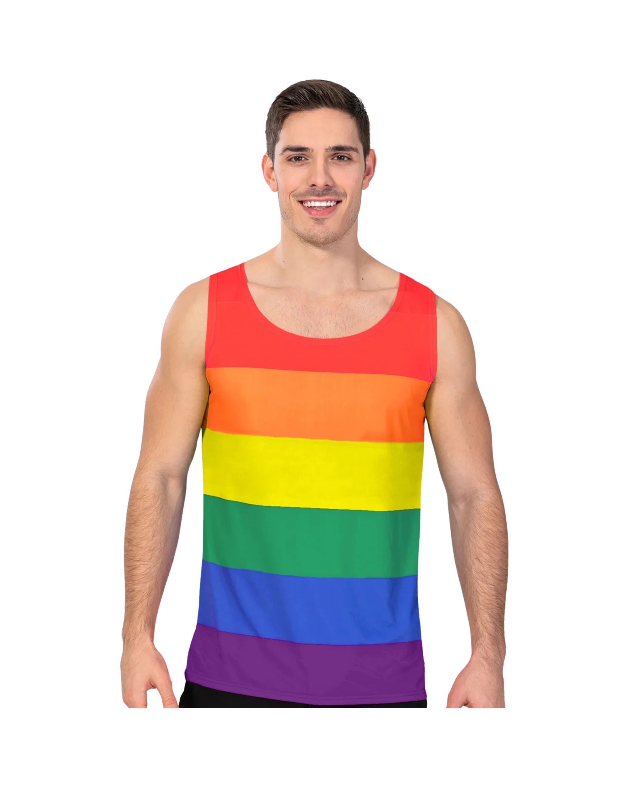 1 Partyrama Adult Rainbow Tank Top Standard - ONE SIZE - Multi, 1 of 3