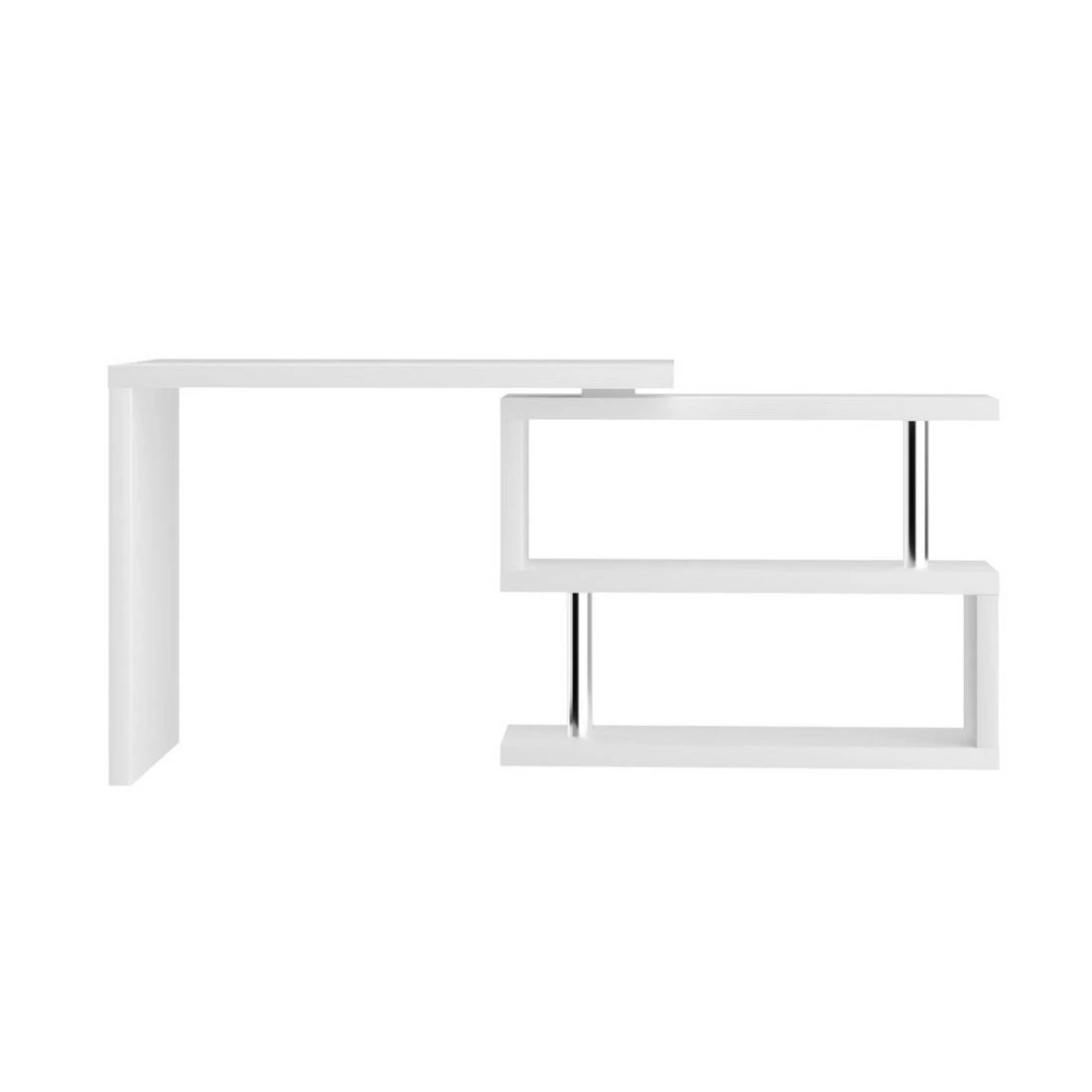 4 Artiss Computer Desk L-Shape Bookshelf - White, 4 of 7