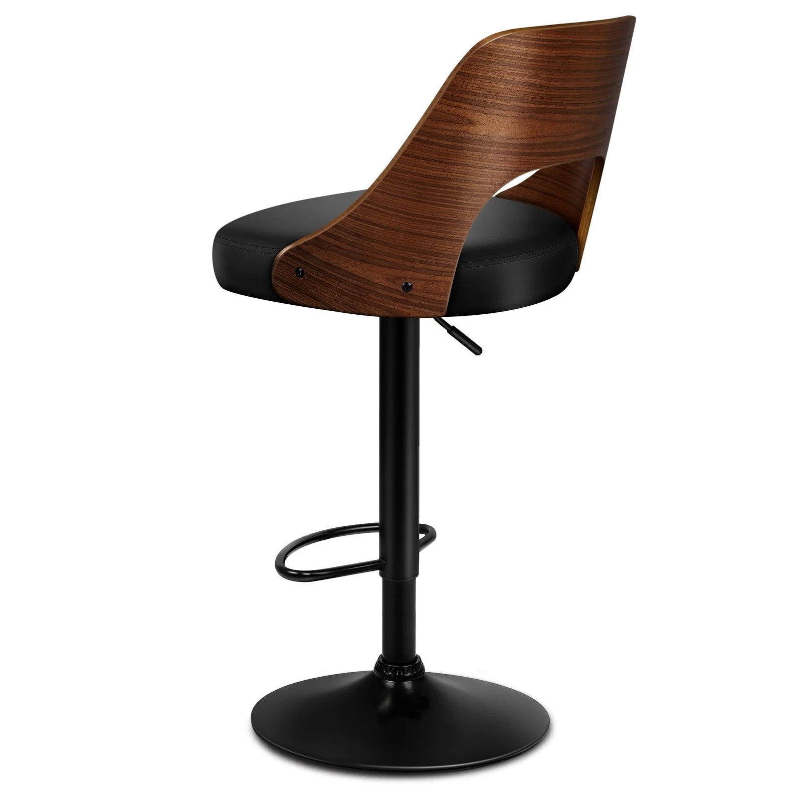 6 Alfordson 2x Bar Stools Kitchen Swivel Chair Wooden Leather Gas Lift - Black, 6 of 10