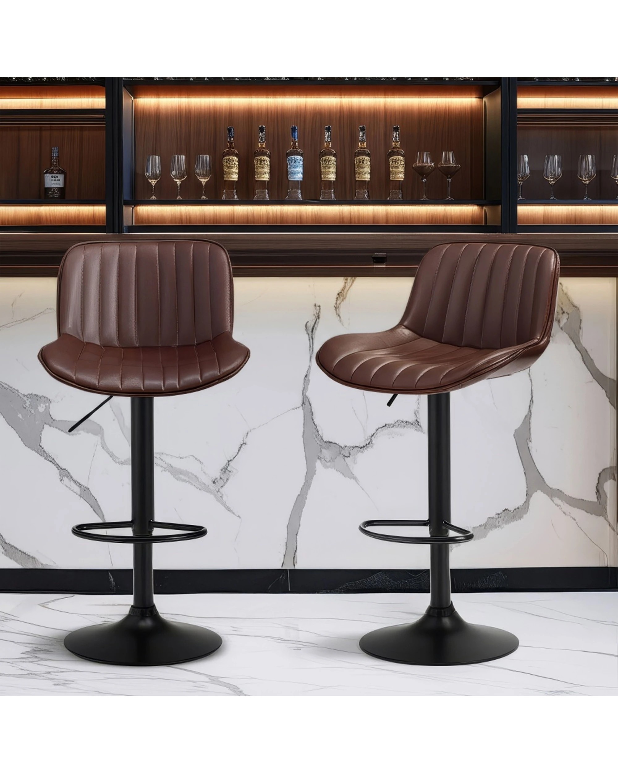 3 Urban Style 2pc Frank Bar Stool Set Gas Lift Chair Metal Contemporary - Multi, 3 of 4