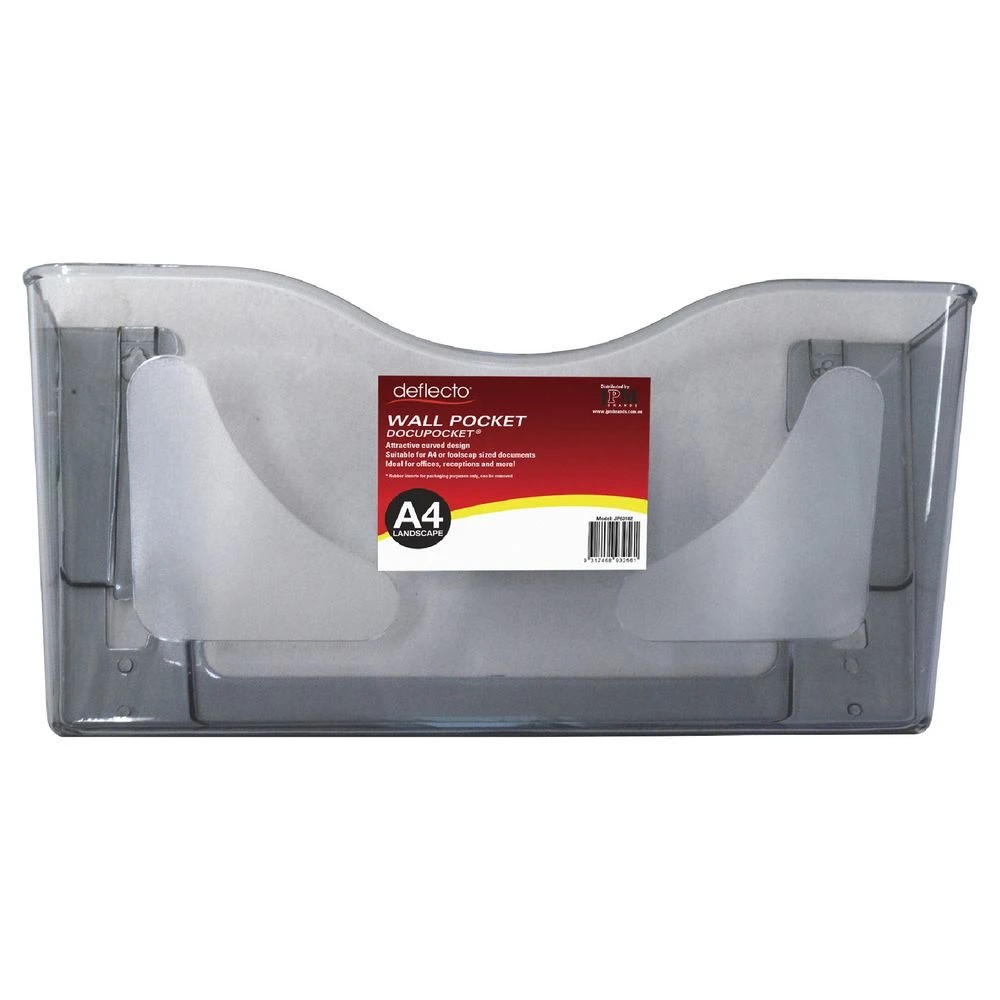 2 Deflecto Docupocket Landscape Wall Pocket A4 Smoke, 2 of 2