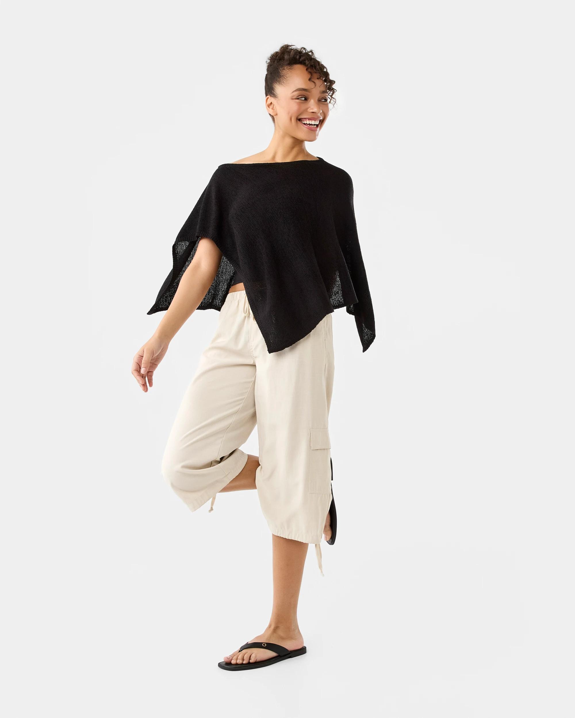 2 Knit Poncho Black, 2 of 4
