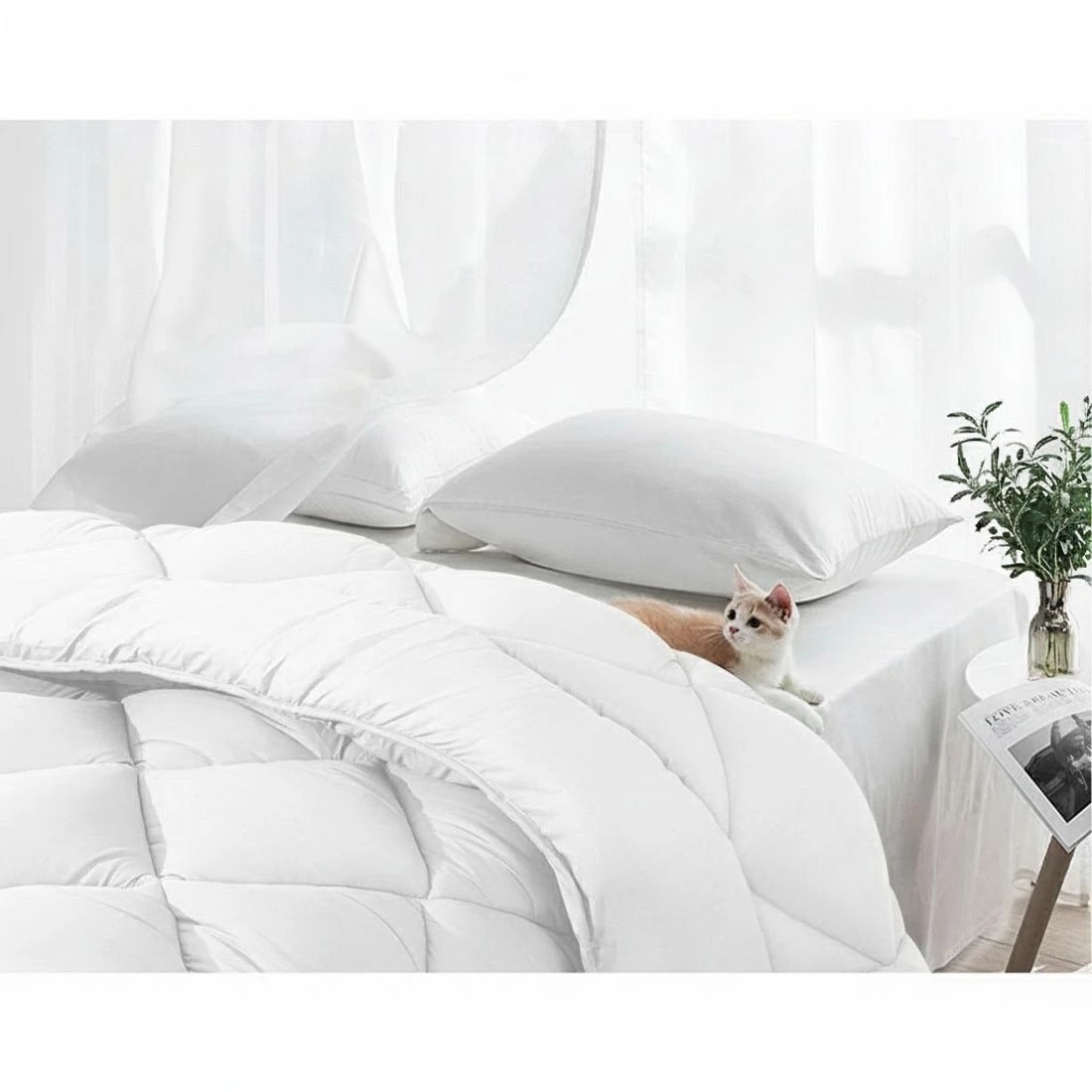 4 Giselle Bedding 700GSM Microfibre Bamboo Quilt King - King Bed - White, 4 of 6