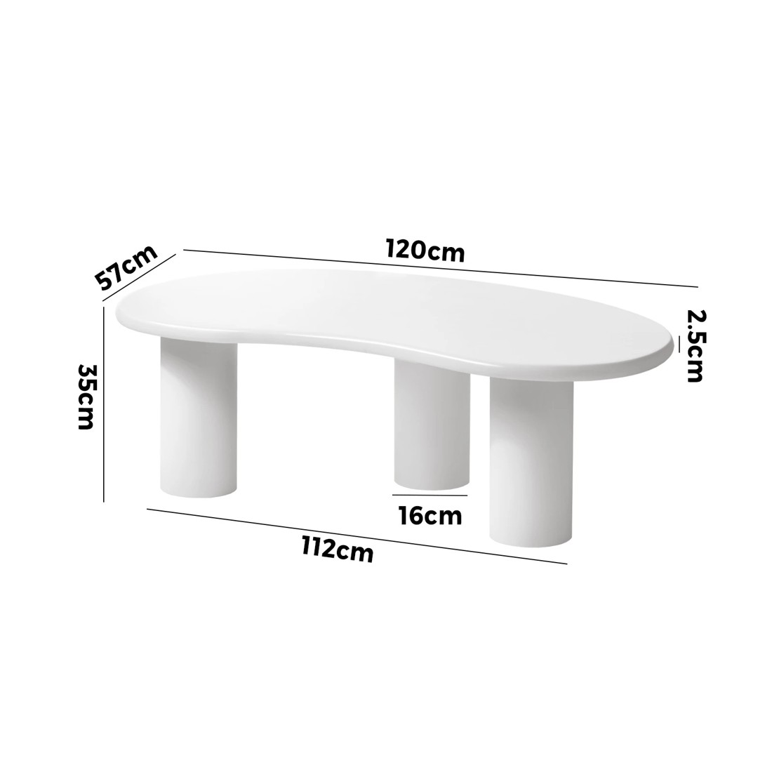 10 Oikiture Coffee Table Sofa Cafe Desk Side Tables Living Room Irregular
 - White, 10 of 10