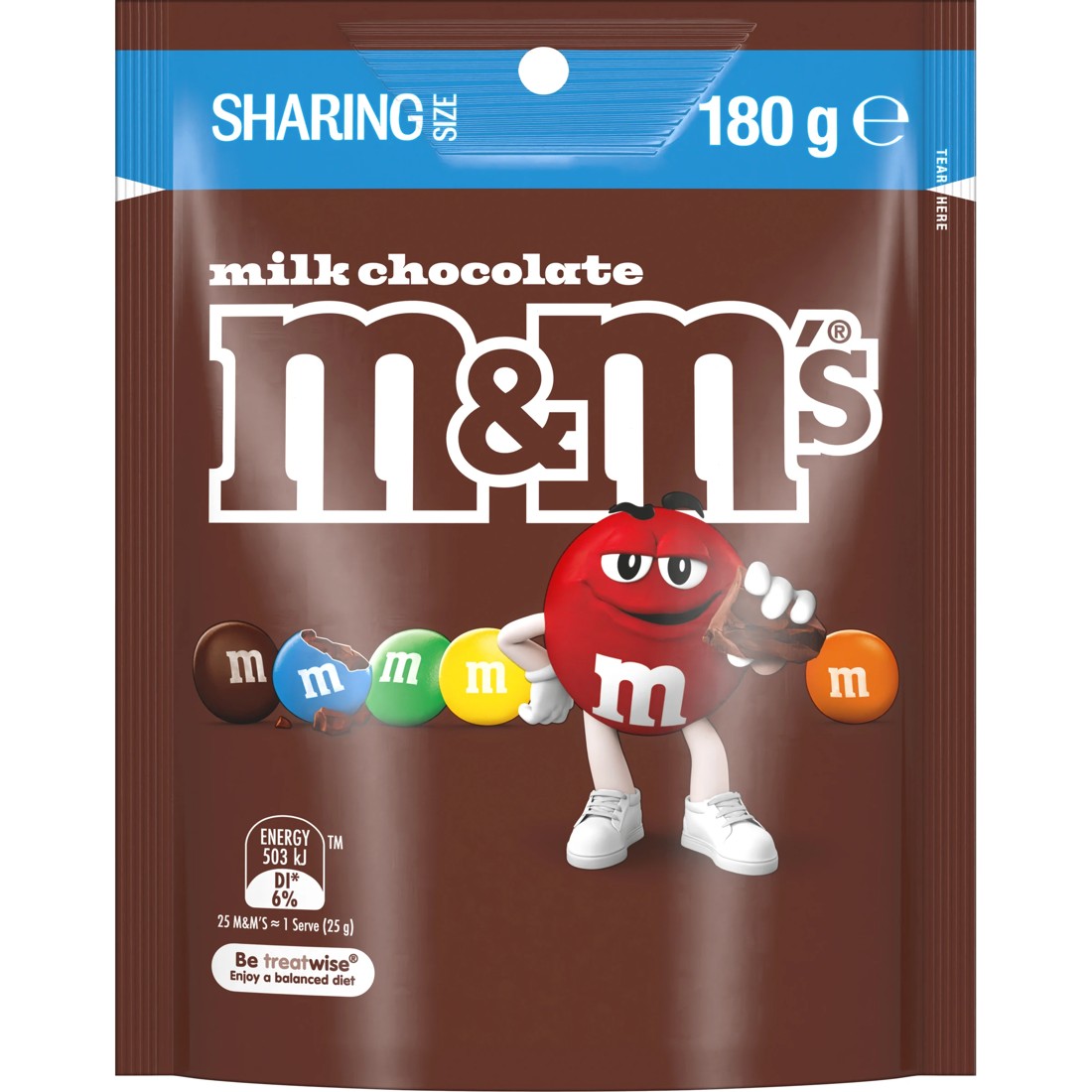 1 M&M's Milk Chocolate Snack and Share Bag 180g, 1 of 5