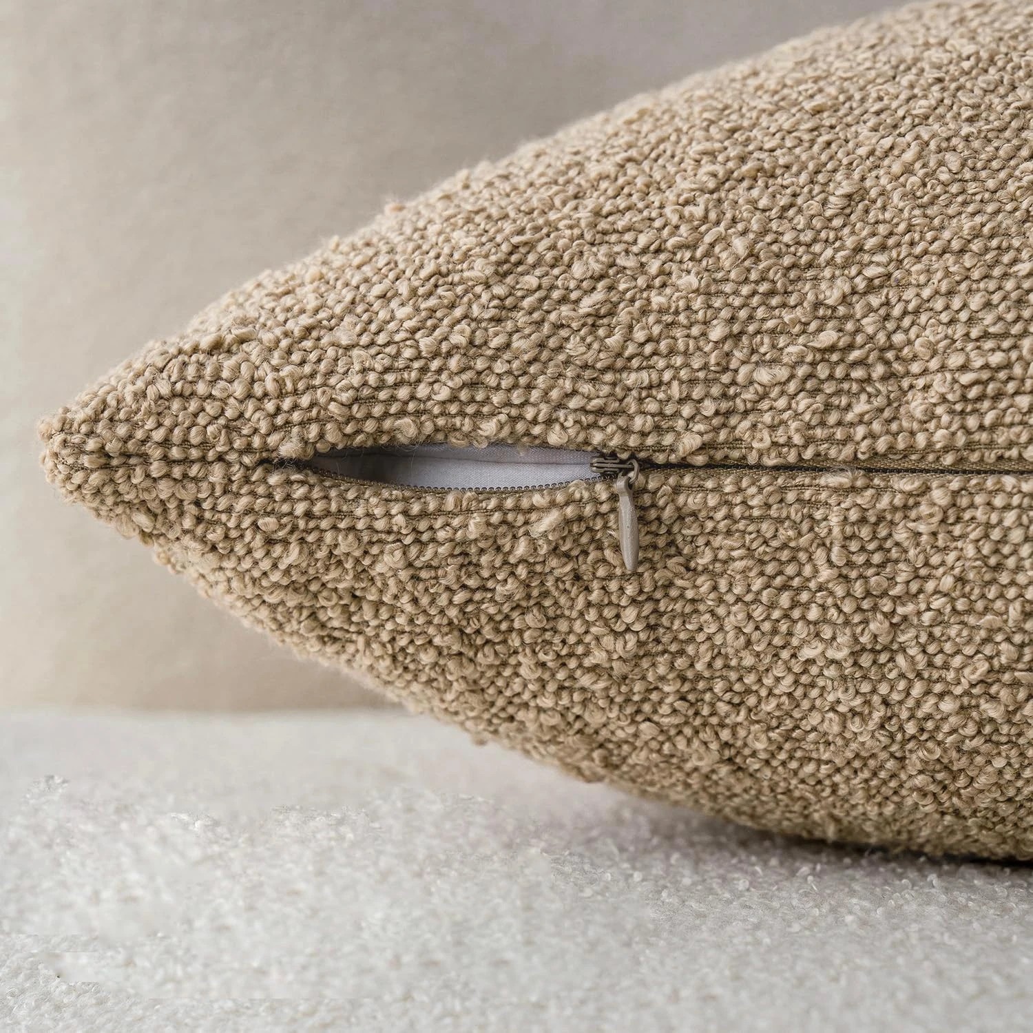 3 Gioia Casa 2-Pack Bouclé Cushion Covers 30x50cm - Camel, 3 of 3