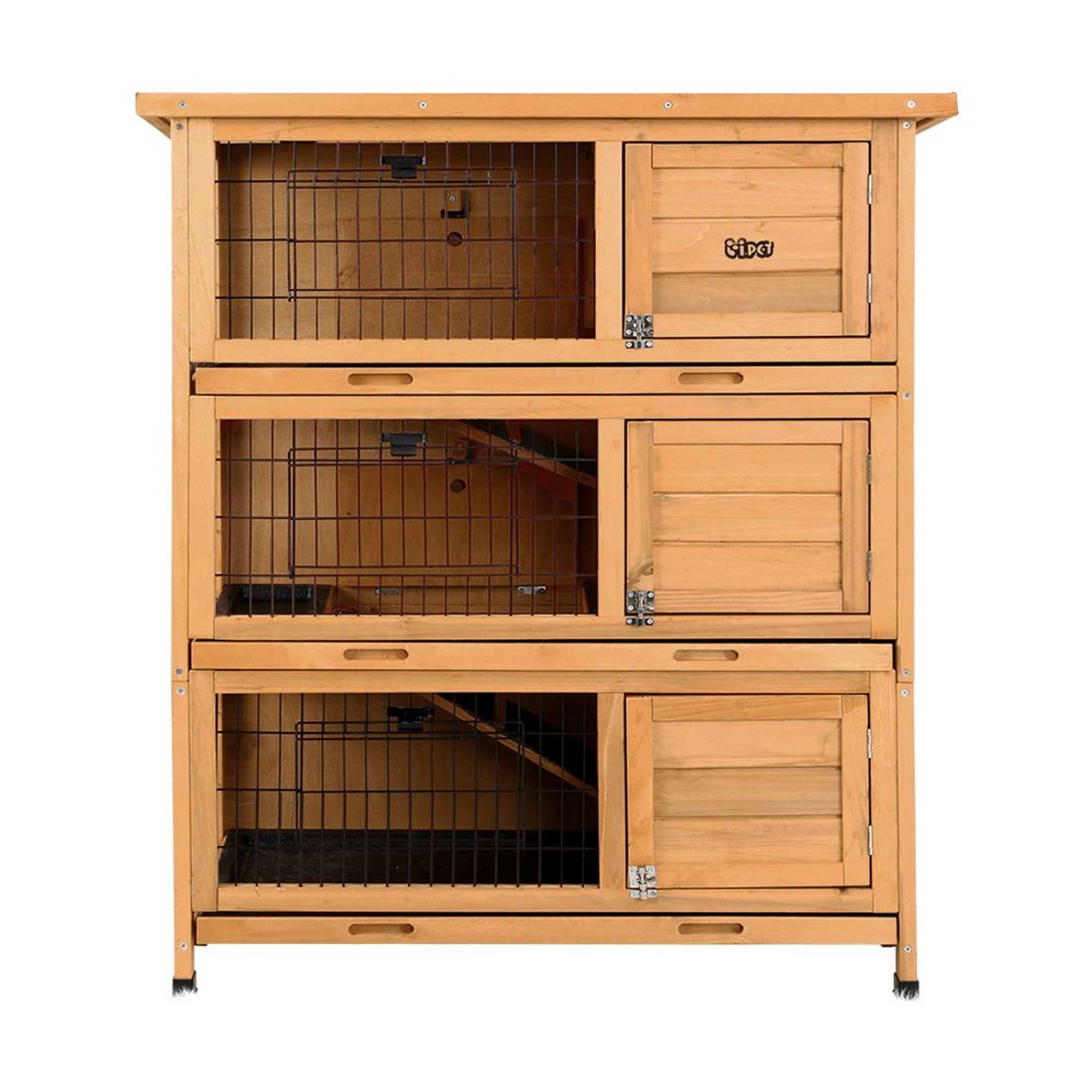 4 i.Pet Rabbit Hutch Chicken Coop Large House Cage Run Wooden Bunny Pet Outdoor - Brown, 4 of 7