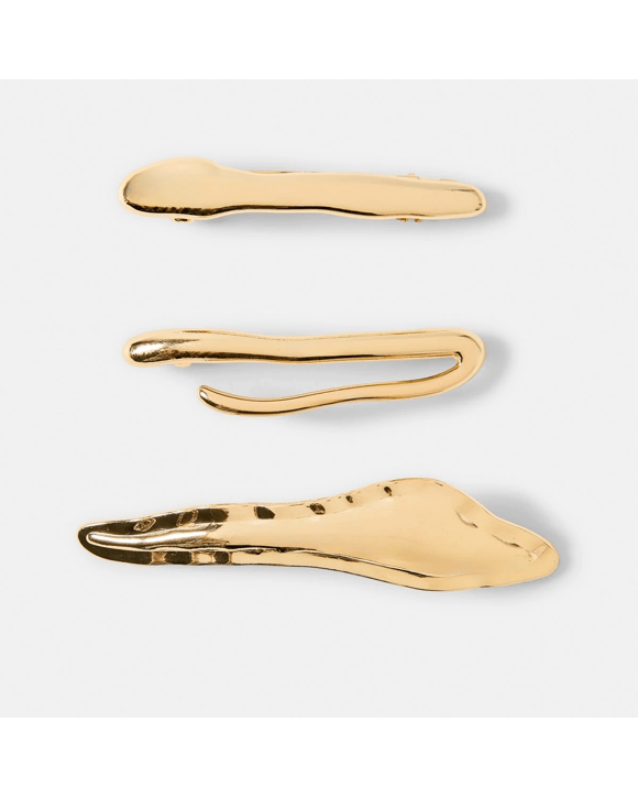 3 Pack Gold Tone Barrette Hair Clips