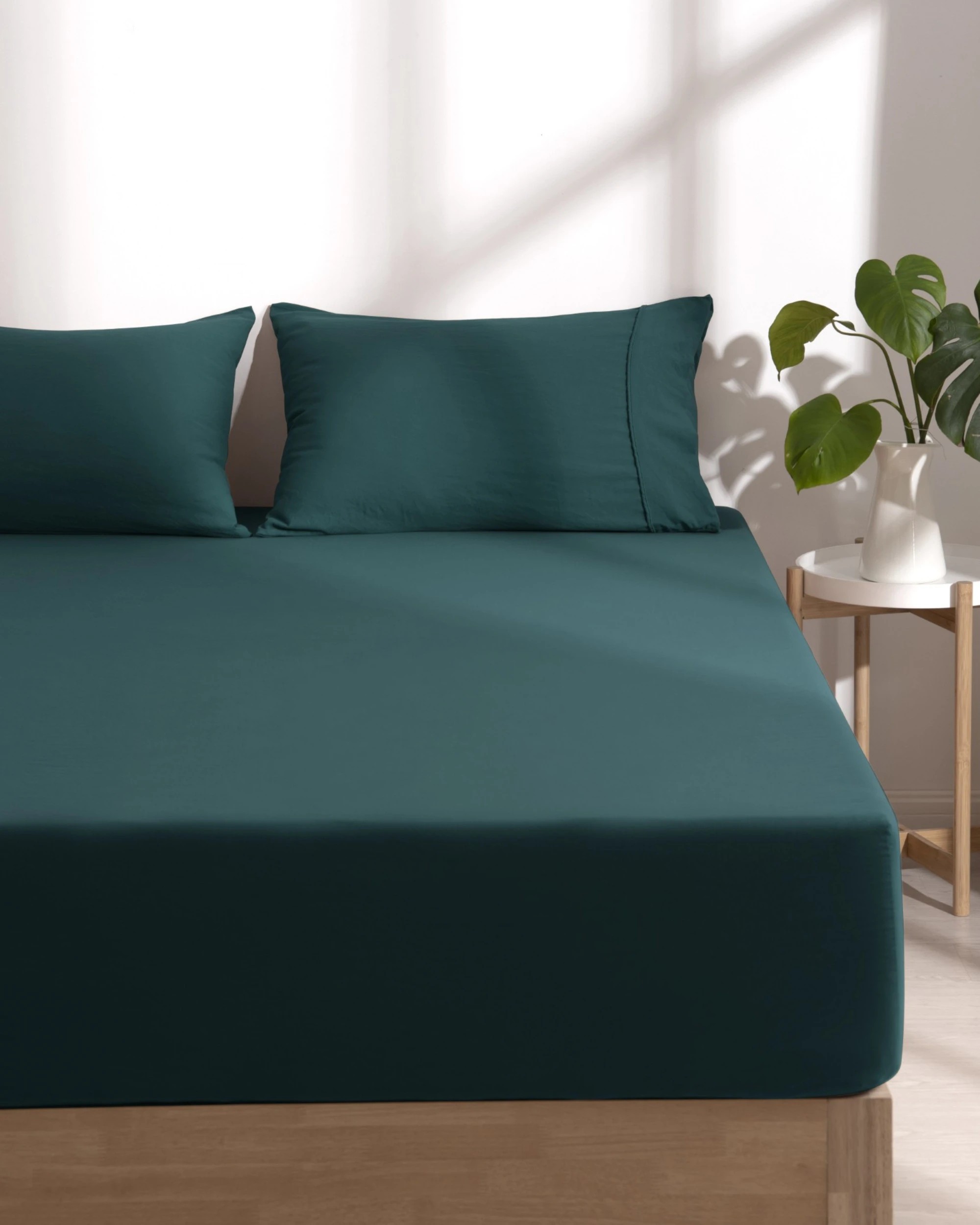 1 Dreamaker Superfine Washed Microfibre Combo Fitted Sheet Set - Super King Bed - Teal, 1 of 10