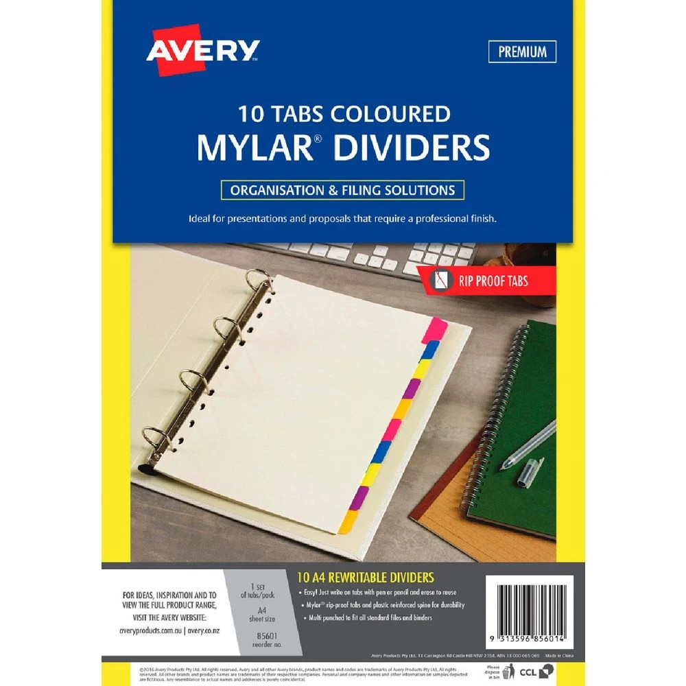 1 Avery A4 Rip-Proof Rewritable 10 Tab Dividers, 1 of 1