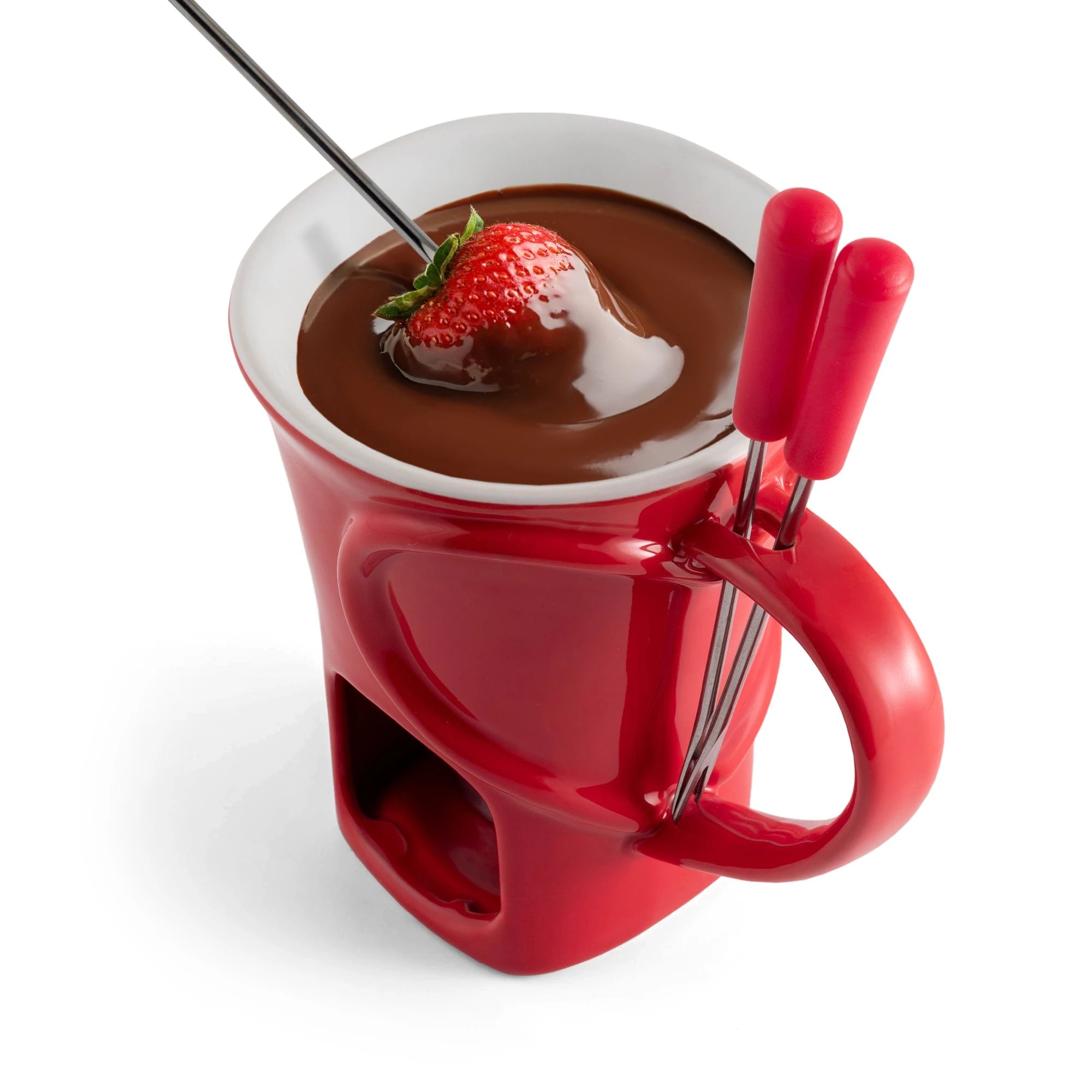 4 Swissmar 4pc Ceramic Chocolate Fondue Mug Set - Red, 4 of 5