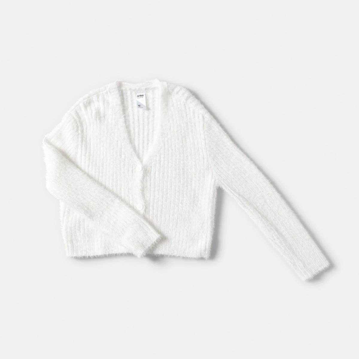 8 Crop Rib Cardigan Cream, 8 of 9