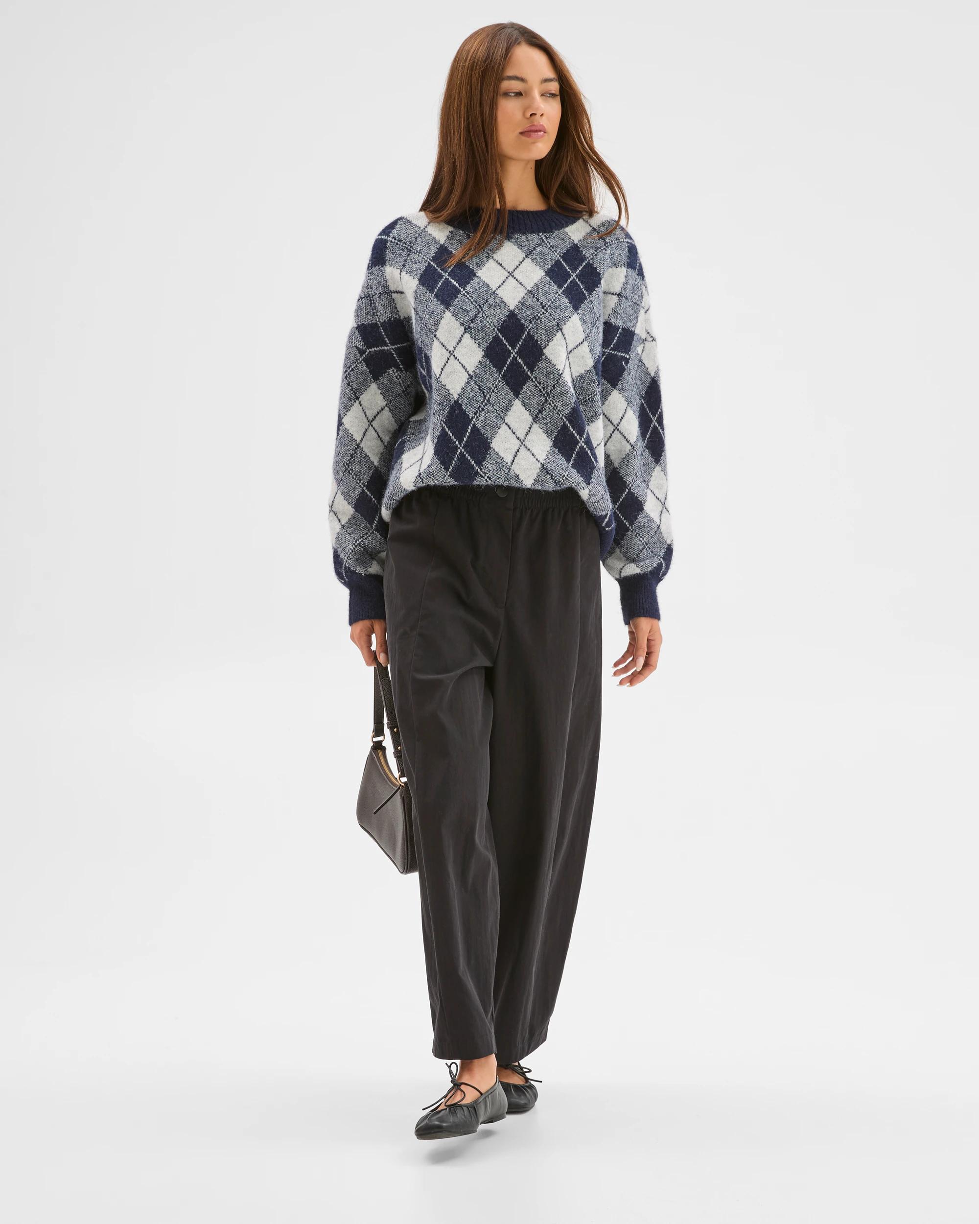 2 Lily Loves Argyle Crew Neck Jumper NAVY, 2 of 7